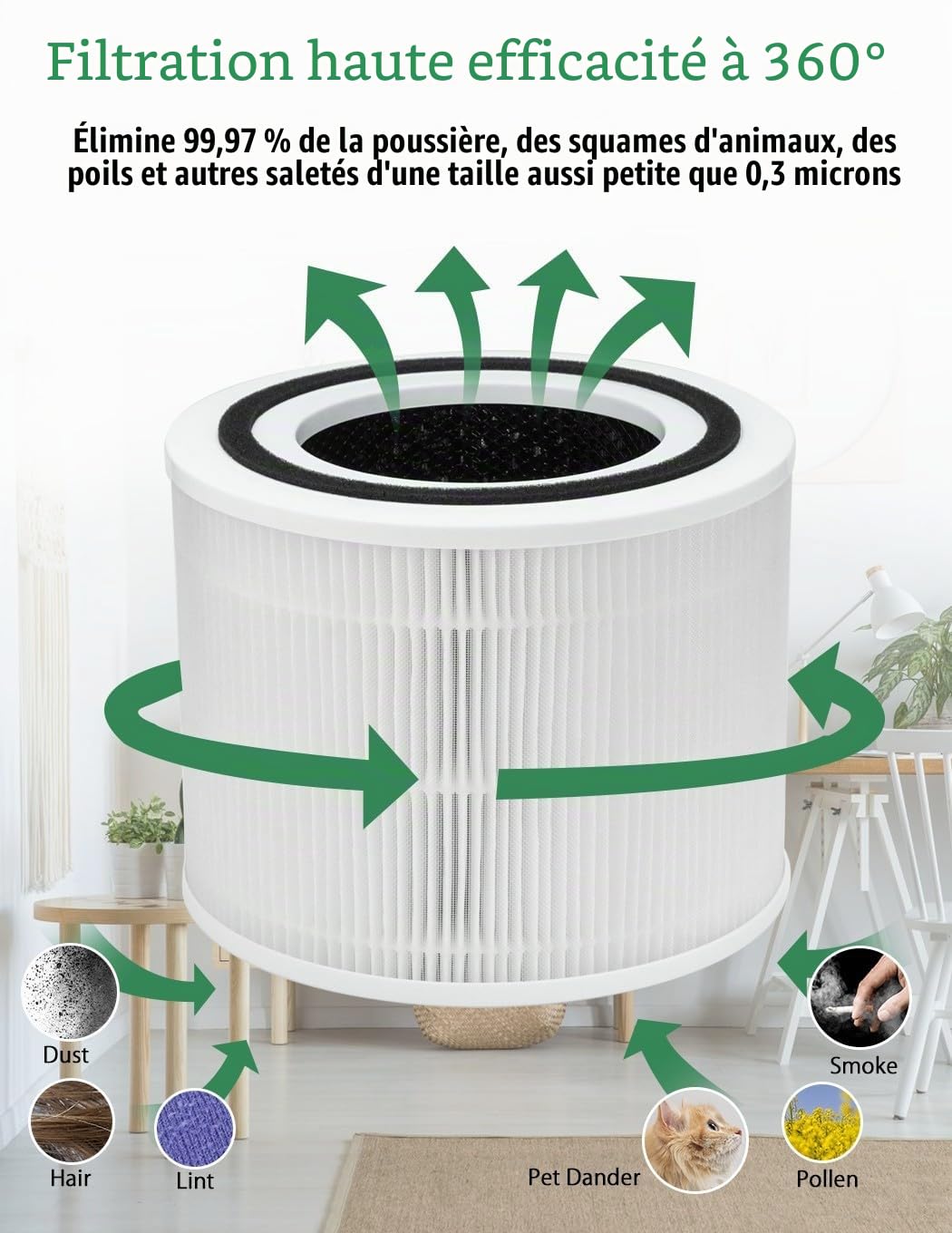 Lot de 2 filtres Core 300-RF pour LEVOIT Core 300/300S/P350, filtration 3 niveaux