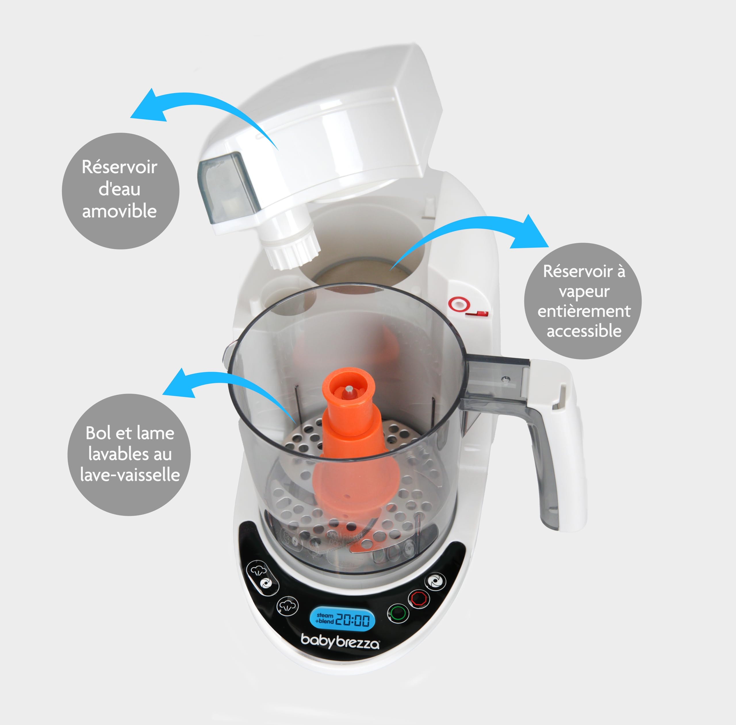 Baby brezza - Food Maker Deluxe - Robot cuisine Multifonction Bébé - Chauffe à la Vapeur Et Mixe Les Aliments par Simple Pression d'un Bouton