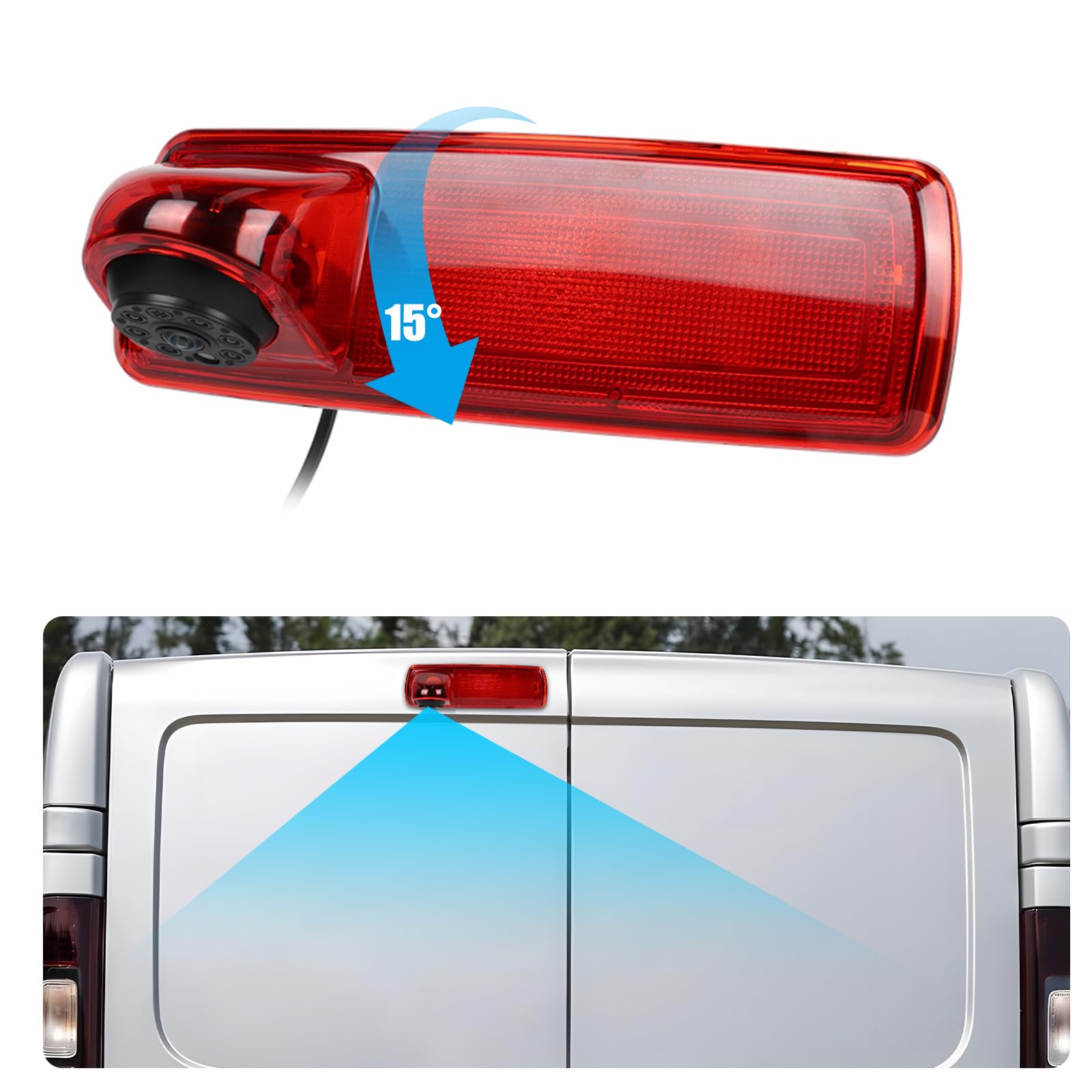 Caméra de Recul pour Renault trafic 2014 / Opel Vivaro 2014, 3ème Feu Stop Caméras Arrière, Vision Nocturne, Etanche IP67, Angle Réglable