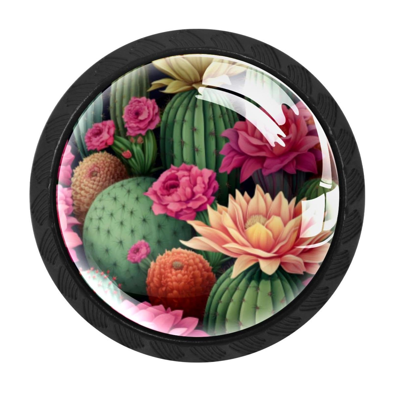 CHENZZZZ 4 Pack Cabinet Handles Black Cactus Cabinet Knobs Draw