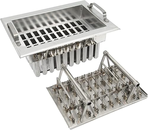 Miniatura 6 de Molde de metal para paletas, molde comercial para paletas, 40 agujeros para palitos de acero inoxidable con soporte, molde para paletas de hielo,