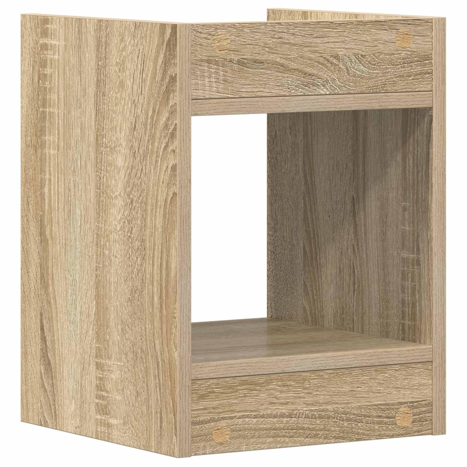 Supporto per piante in rovere Sonoma, 30 x 30 x 40 cm, in legno, moderno sgabello per fiori per interni, colonna quadrata salvaspazio con 2 ripiani, piccolo scaffale per fiori, effetto legno