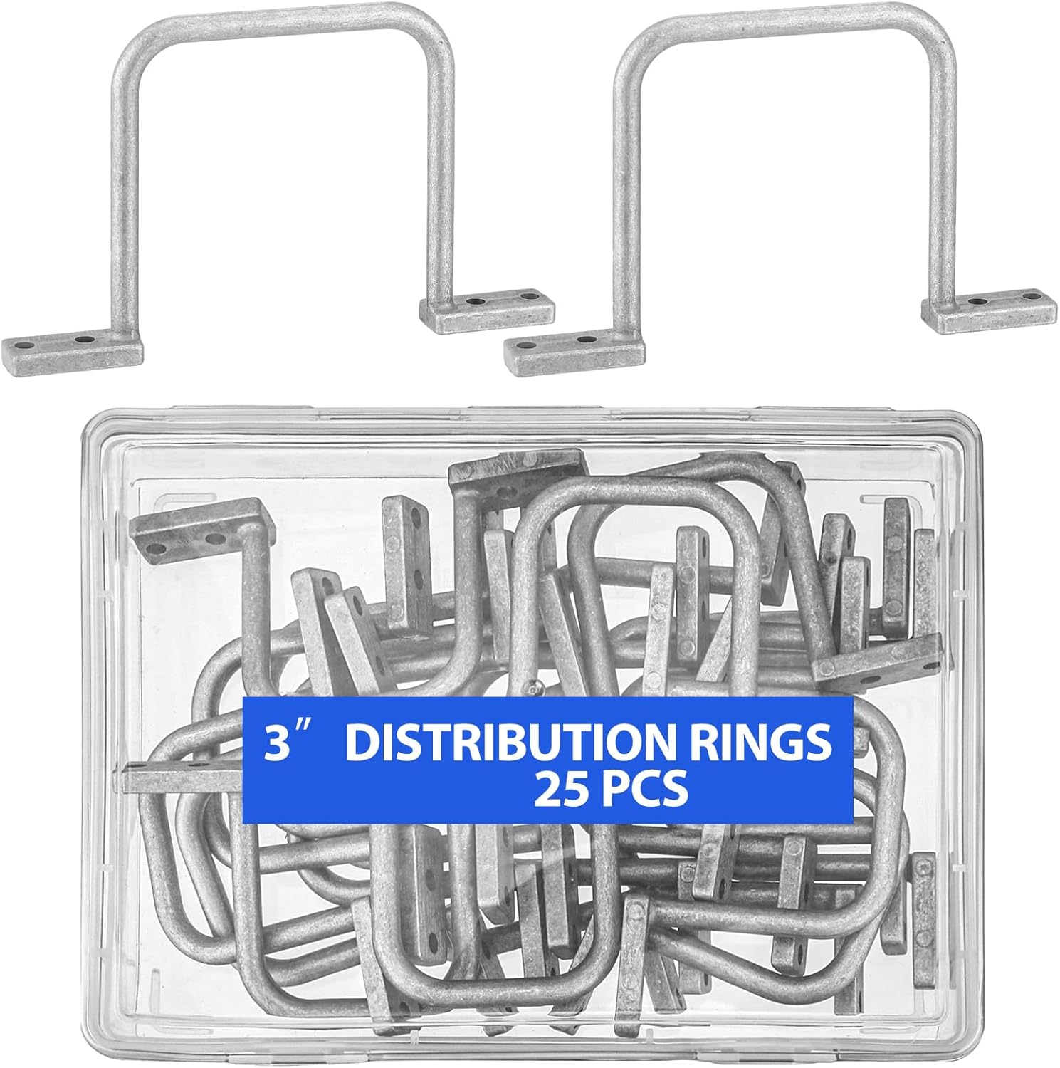 25 Pcs Distribution Rings Aluminum D Ring for Sorting Out Electric Cables, Cable Management, for Commercial and Residential Use, Silver(3 Inch)