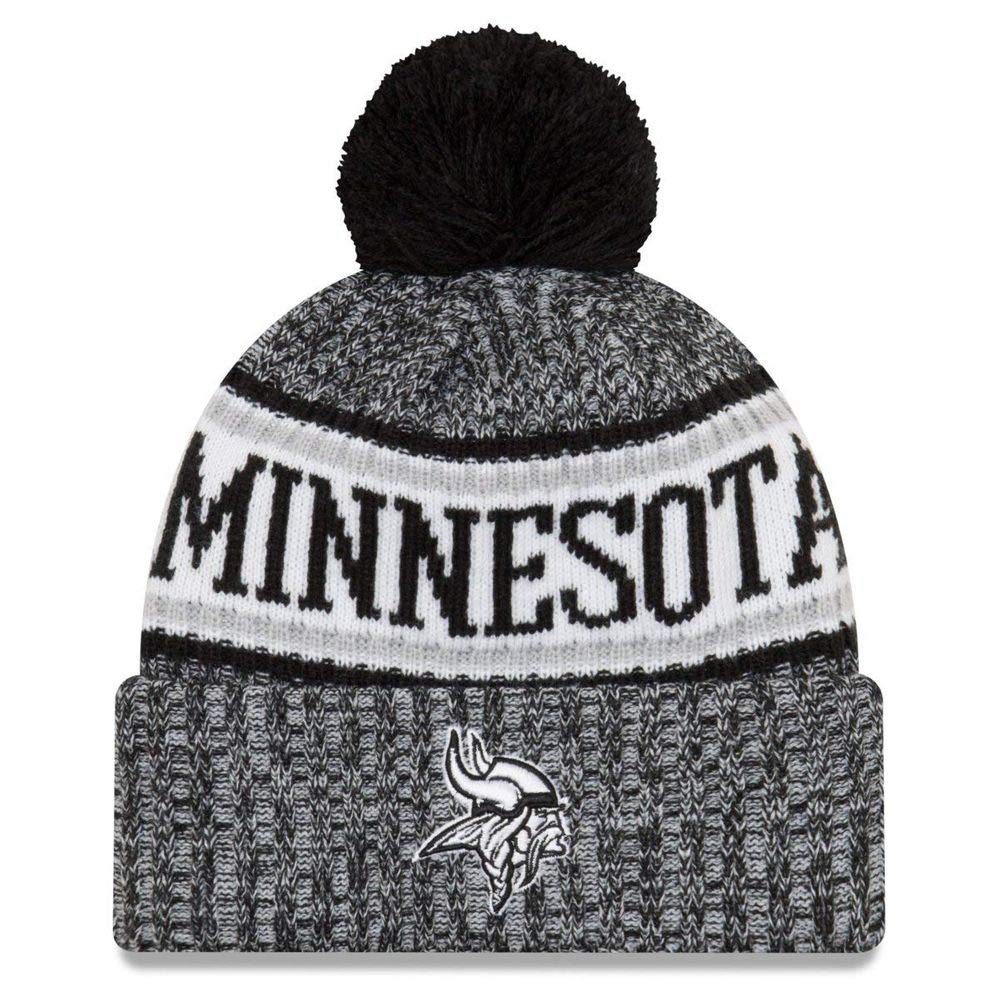 New Era NFL Sideline Winter Bobble Beanie Minnesota Vikings Black/White