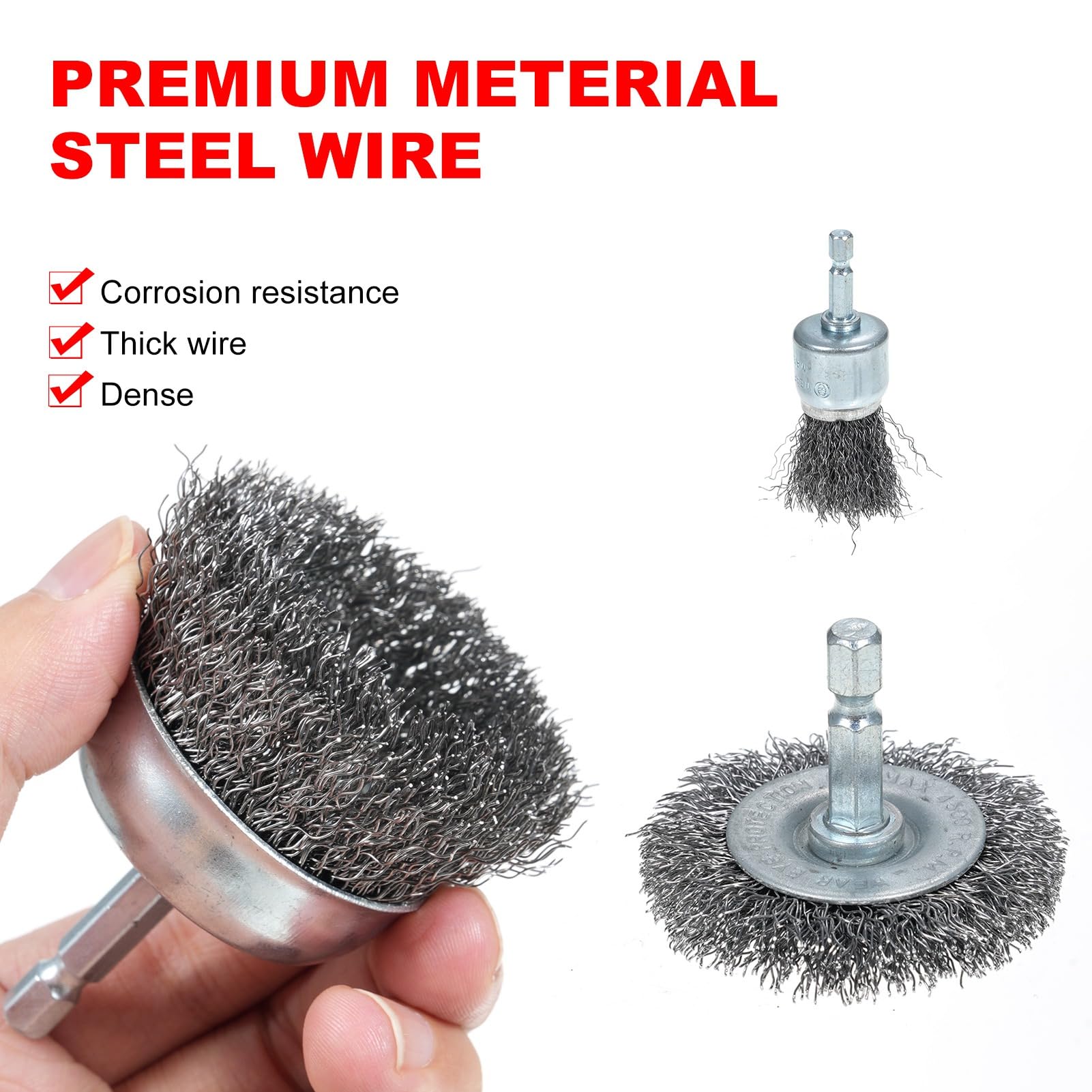Wire Brush Removal Kit Efficient for Home Use Steel Brushes Set for Drill
