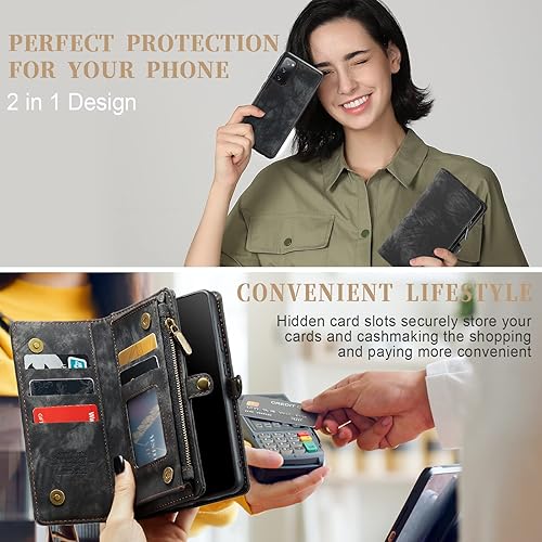 Miniatura 6 de Asuwish Funda de teléfono para Samsung Galaxy S20 FE Gaxaly S 20 FE 5G UW 6.5 pulgadas con cremallera, protector de pantalla templado y tarjetero