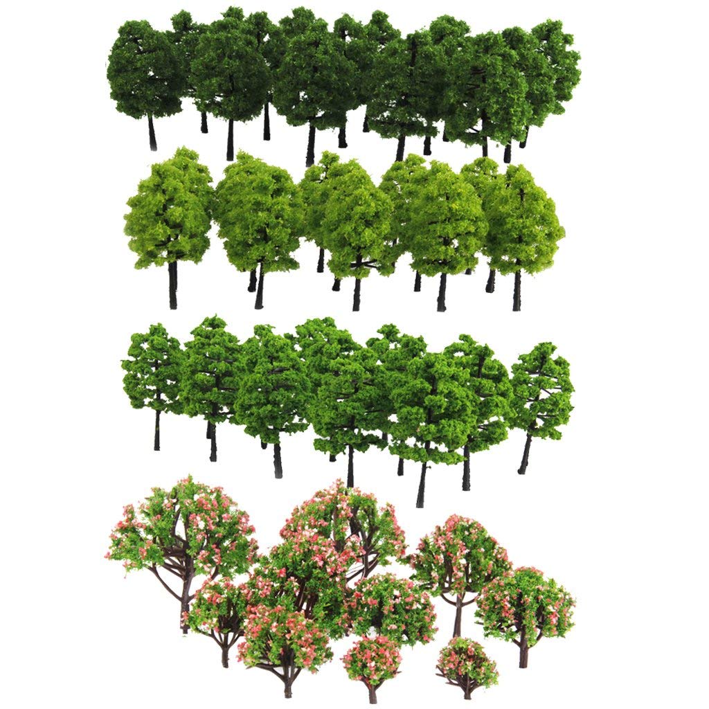 Lot de 70pcs Arbre Miniature Plantes Arbre Modèle, modèle Paysage, l'Architecture Arbres, Trains Railways Paysage Ho OO Z TT Multi Scale