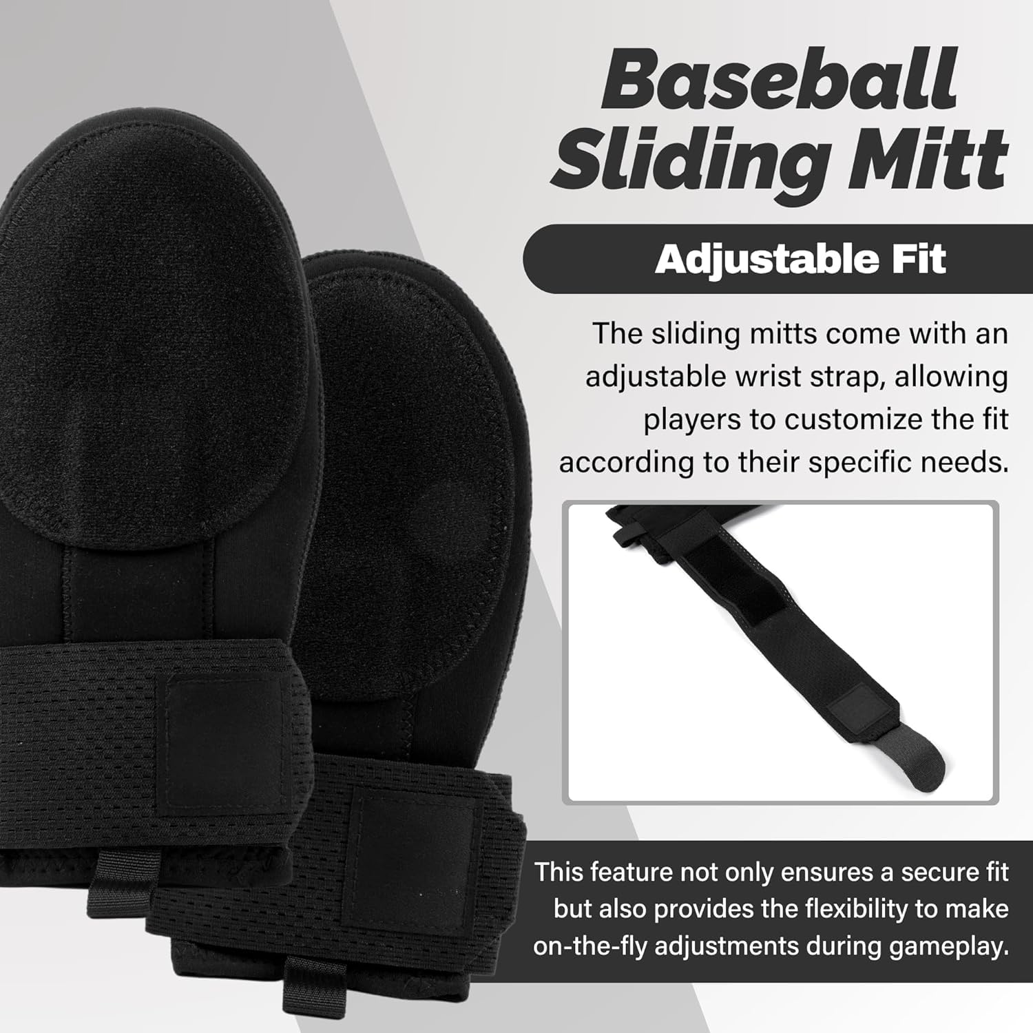 Guante deslizante de béisbol universal para mano derecha o izquierda, guante deslizante de béisbol para jóvenes y adultos, neopreno, correa de compresión ajustable para la muñeca