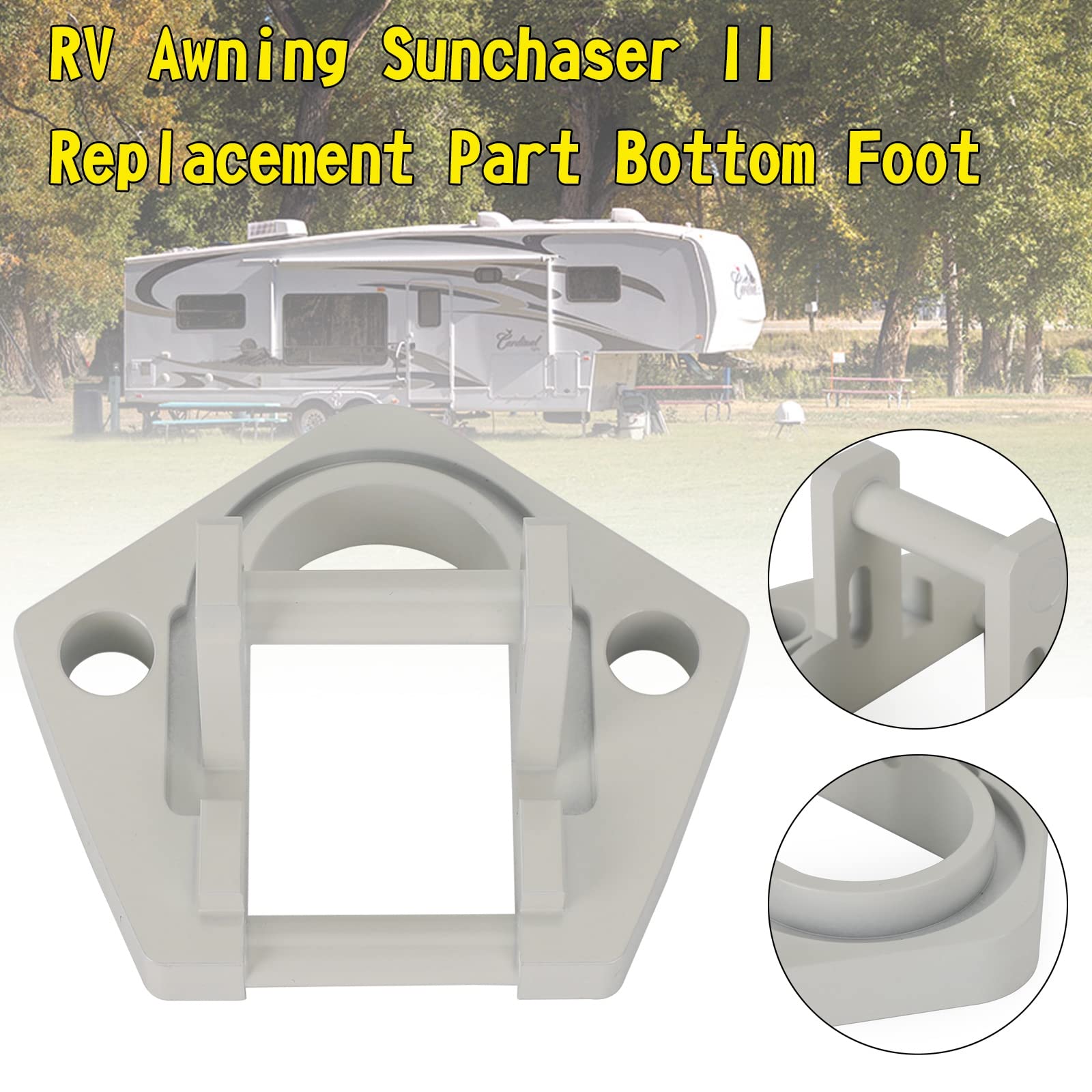 Frezon Aluminum RV Awning Hardware Fit for RV Awning Sunchaser II Replacement Part Bottom Foot Right or Left Side(only for Dometic Rounded Hardware)