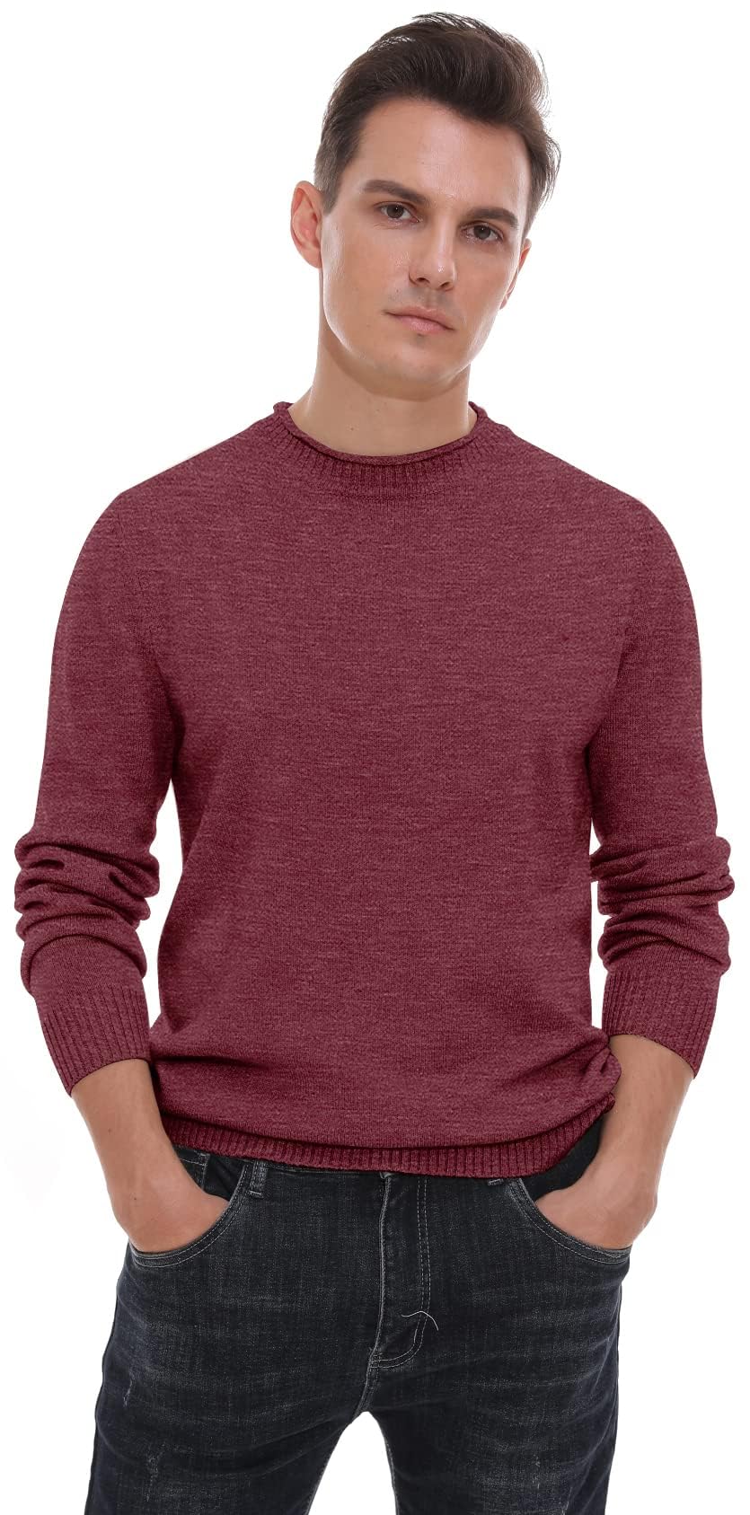 Sailwind Uomo Maglione Nero Girocollo Maglieria in Lana Vintage per Uomo Maglione Classico Caldo