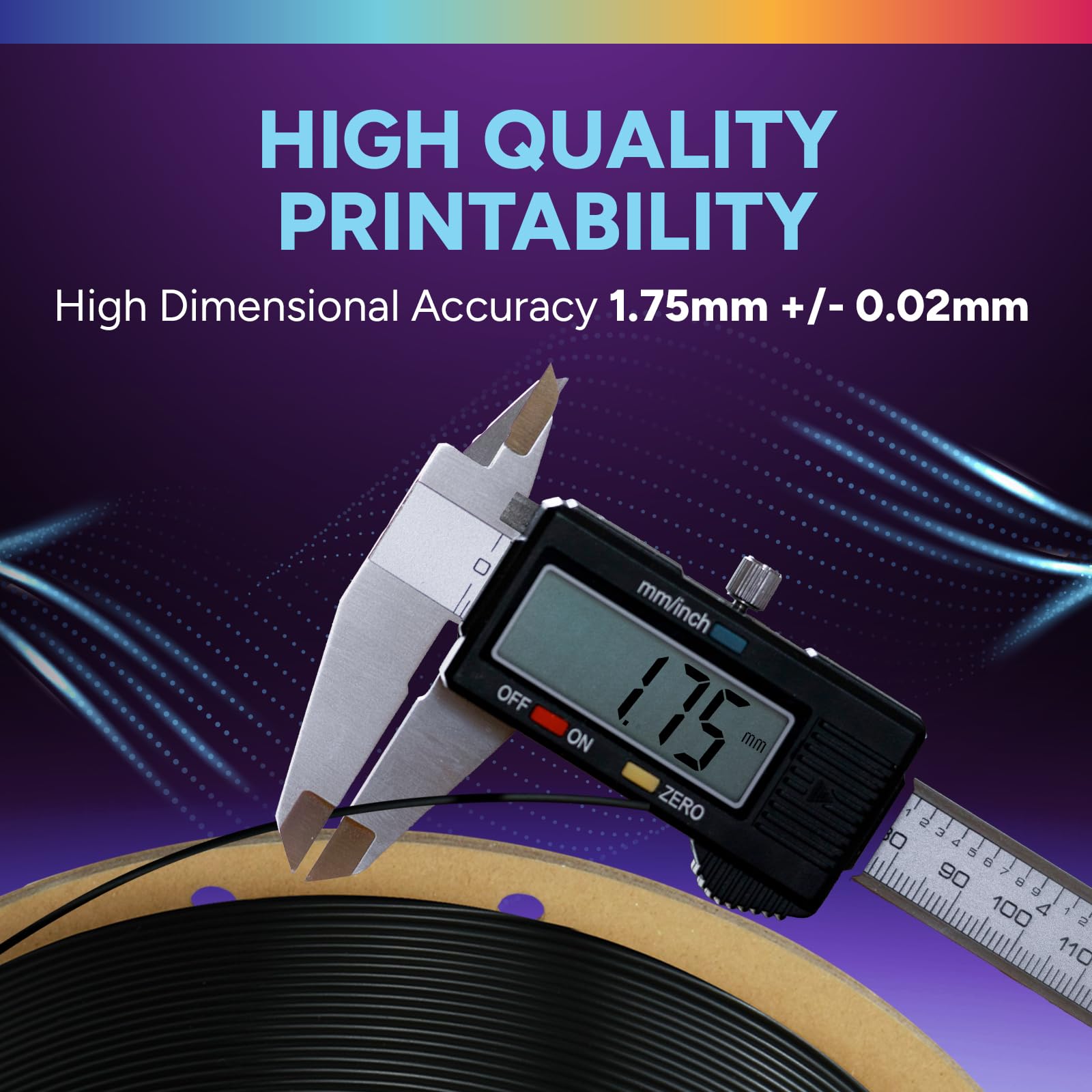 OVERTURE TPU 1,75 mm Filamento, Filamento per Stampante 3D ad alta velocità TPU +HS, Flessibile High Speed TPU 1kg(2.2lbs), Precisione Dimensionale +/- 0.02 mm (HS Nero)