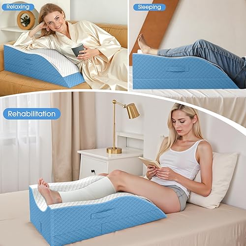 Miniatura 3 de Almohadas de elevación para pierna después de la cirugía, almohada de cuña ajustable de espuma viscoelástica para lesiones o descanso, almohada de