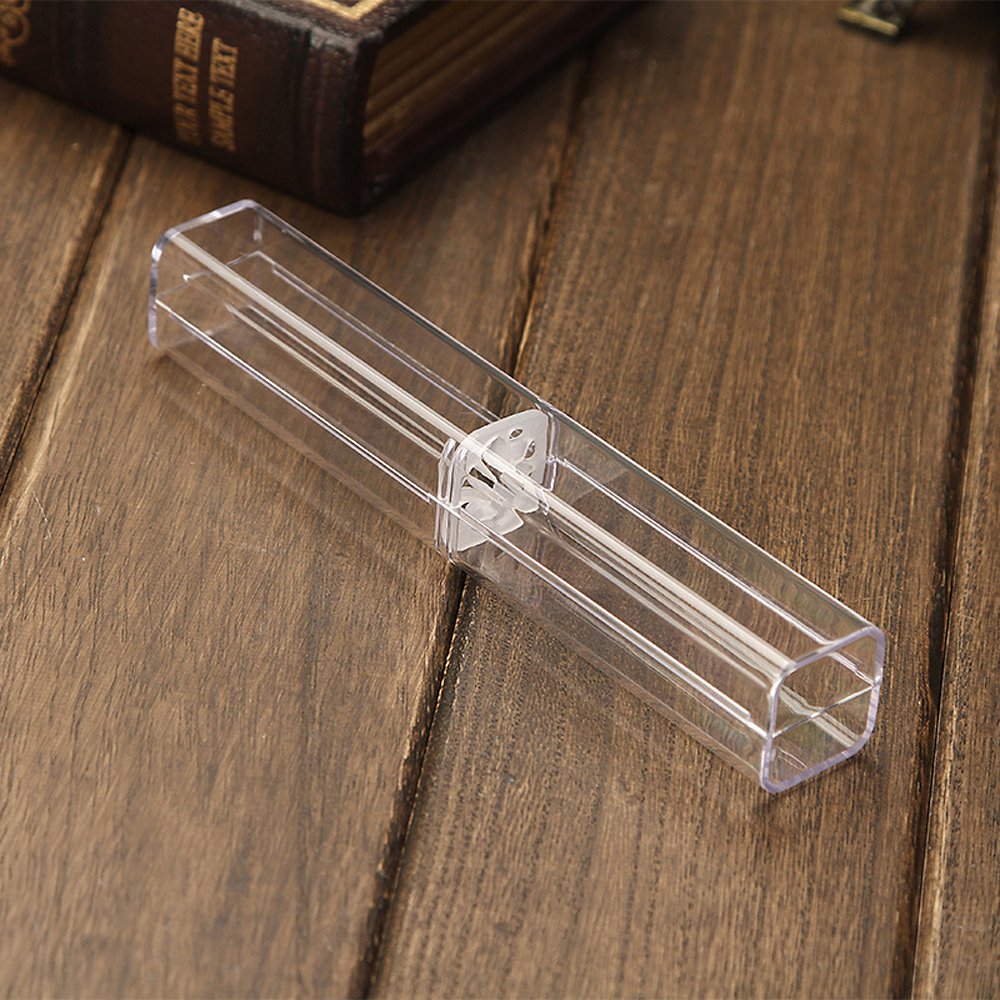 8Pcs Plastic Clear Ballpoint Pen Gift Box Pencil Boxes Empty Bulk Case Collection Set for Business School