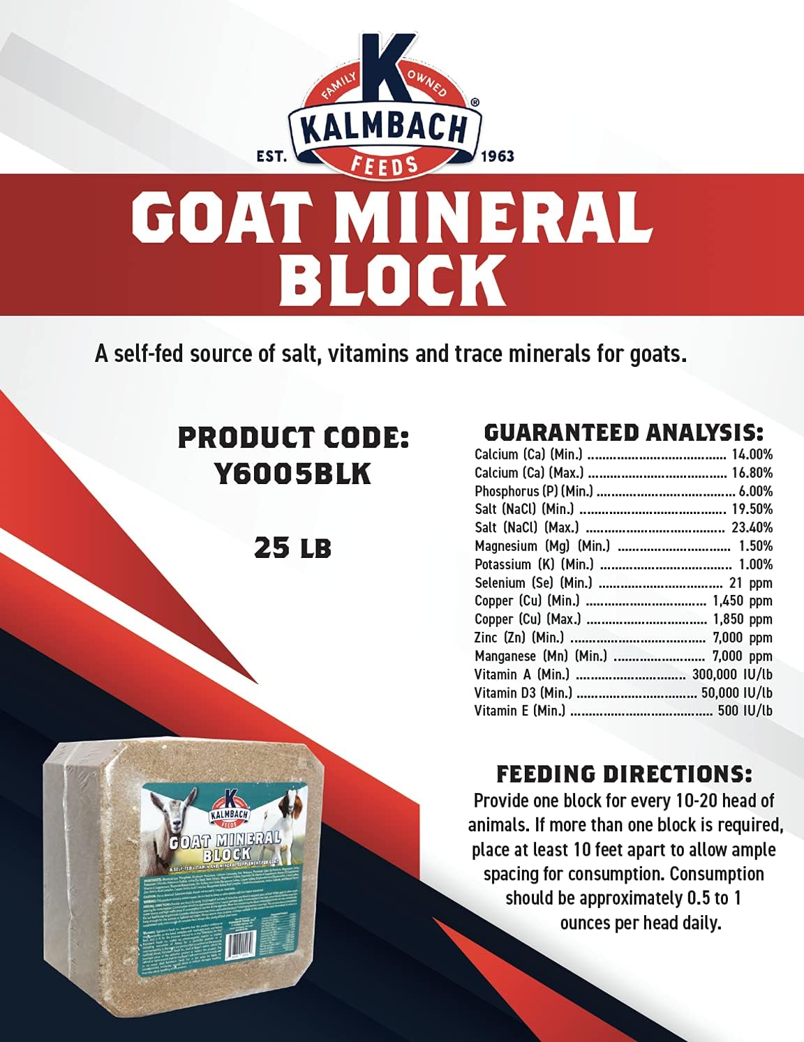 Kalmbach Feeds Goat Mineral Block Supplement, 25 lb Block