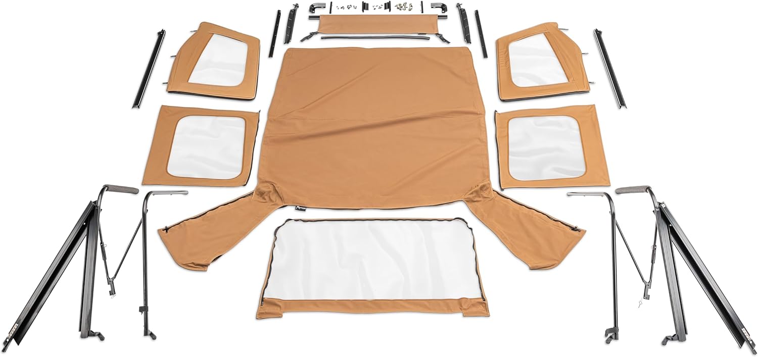 RAMPAGE PRODUCTS Complete Soft Top for Jeep Wrangler YJ | Tinted Windows, Includes Frame & Hardware, Vinyl, Black Diamond | 68215 | Fits 1979-1986 Jeep CJ7 / 1988-1995 Wrangler YJ