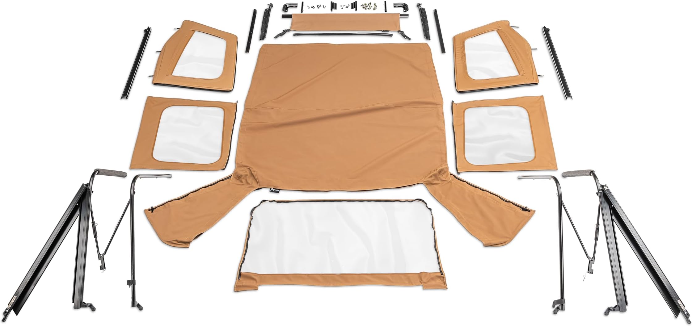 RAMPAGE PRODUCTS Complete Soft Top for Jeep Wrangler YJ | Clear Windows, Includes Frame and Hardware, Vinyl, Spice Denim | 68117 | Fits 1975-1986 Jeep CJ7 / 1988-1995 Wrangler YJ with Soft Upper Doors