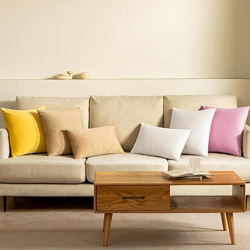 Miniatura 6 de ANRODUO Paquete de 2 fundas de almohada decorativas de terciopelo café oscuro, fundas de cojín europeas, suaves, rectangulares, acogedoras,