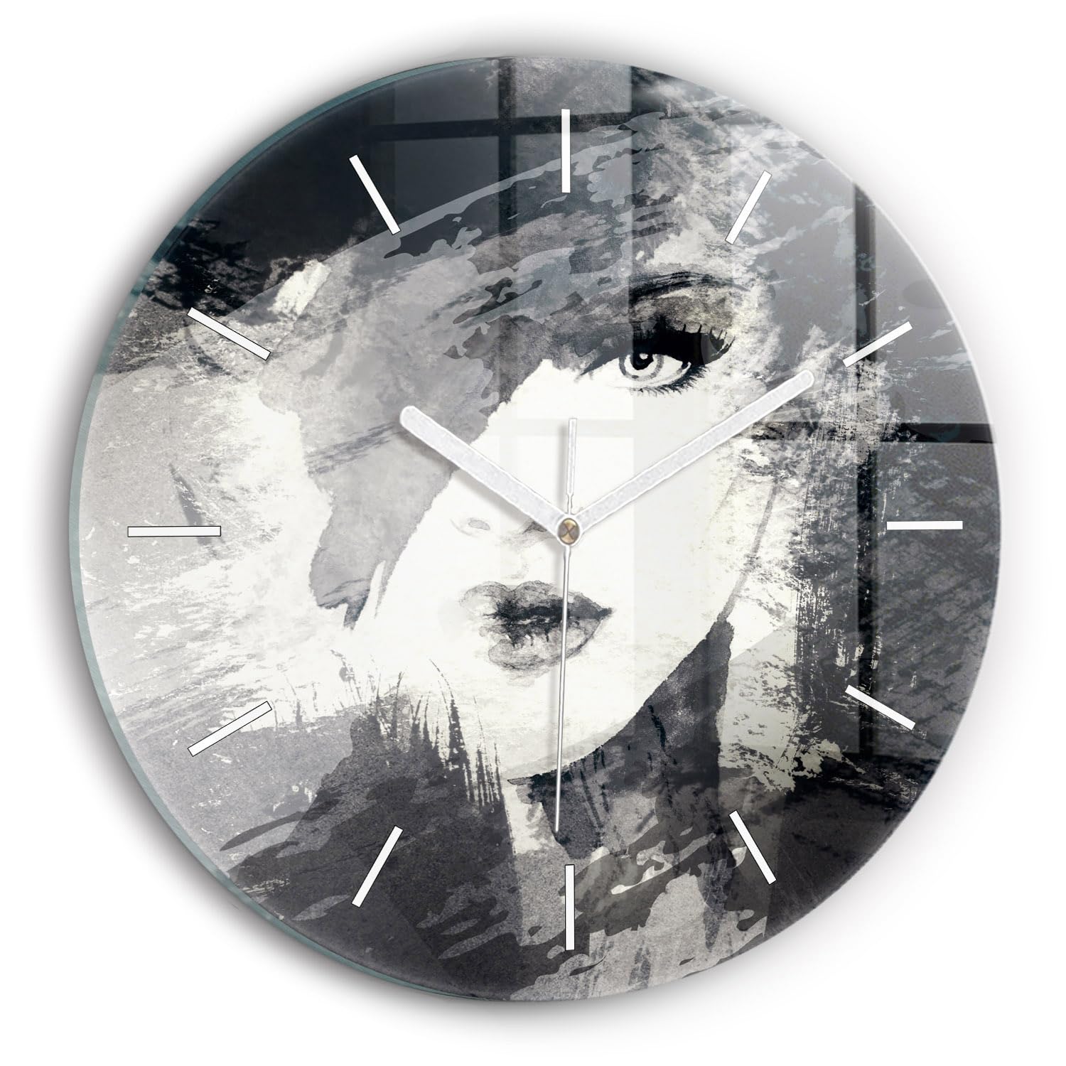 Horloge murale aquarelle Wallfluent pour décorer un salon de femme élégant