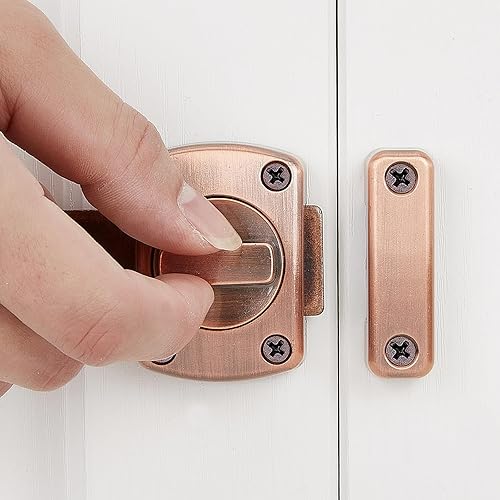 Miniatura 4 de Paquete de 2 pestillos de cerrojo giratorio para puerta de seguridad, cerradura de puerta para mascotas, muebles de gabinete, ventanas, baño,