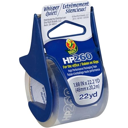Duck Brand HP260 High Performance Packaging Tape with Dispenser, 1.88 Inches x 22.2 Yards, Clear (920352)