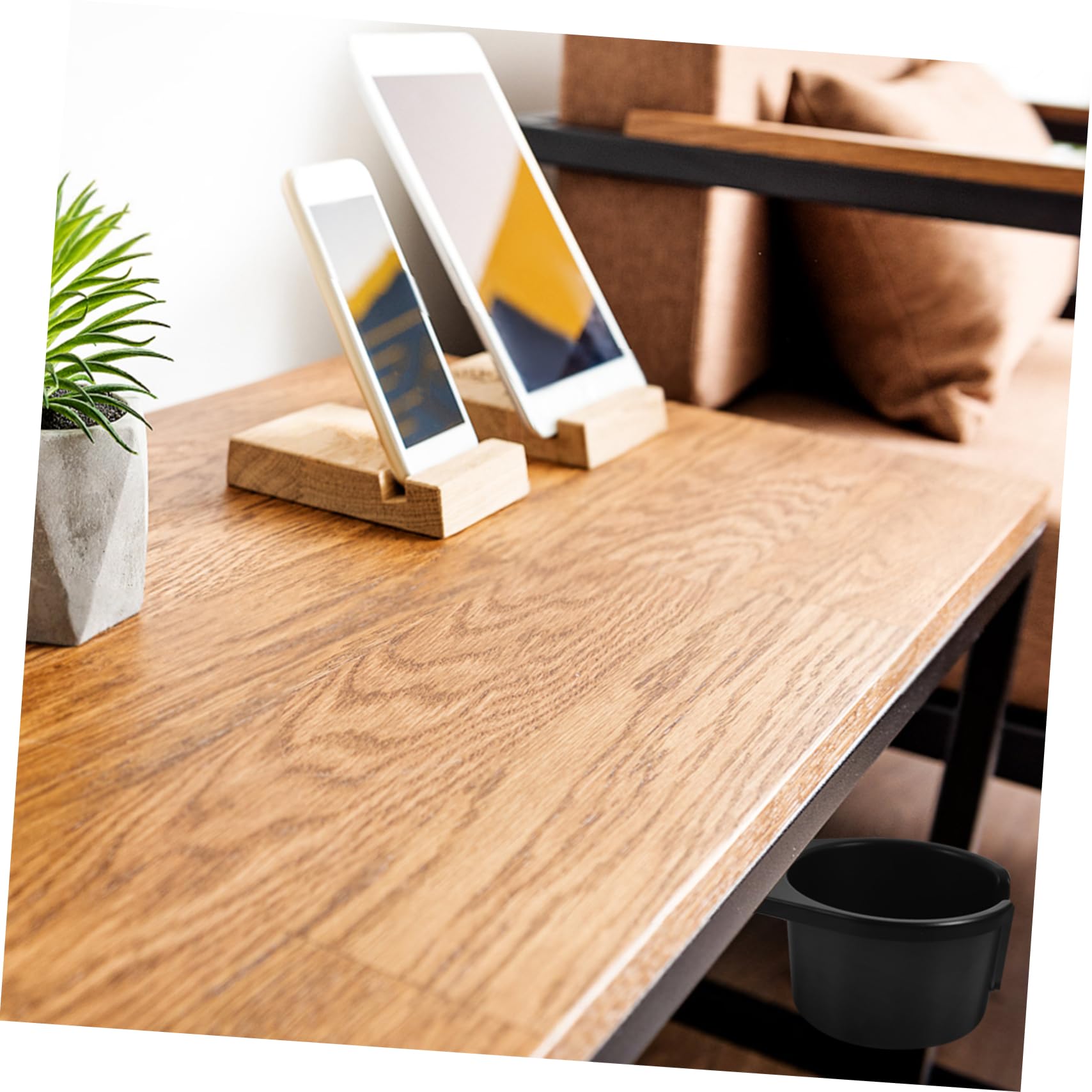 Support Tasse Bureau Rotatif 360° - Porte-Gobelet Anti-Renversement Pour Table Épaisseur 63mm | Noir