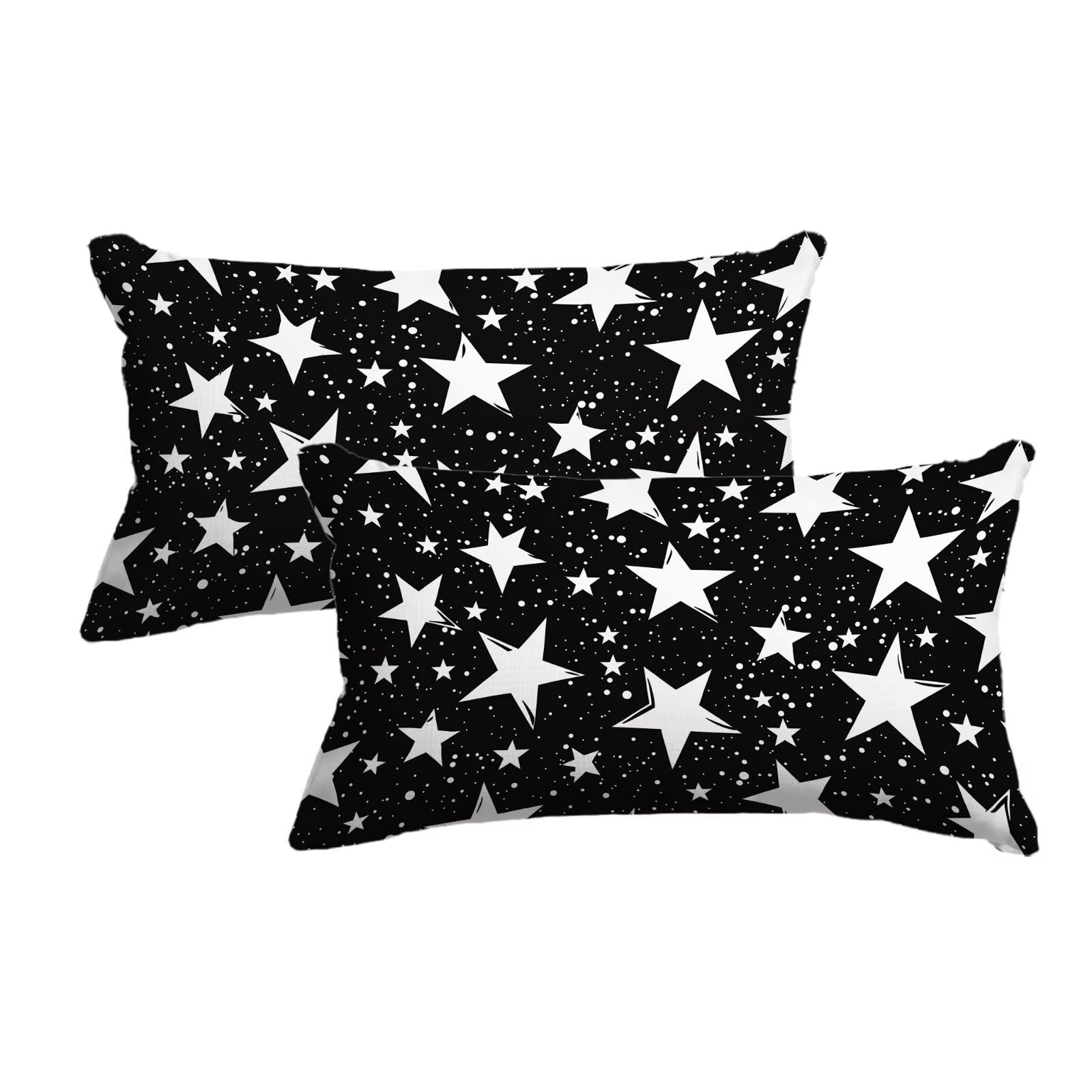 Housse de coussin noir 50x80 cm lot de 2 style étoile pour décorer le canapé