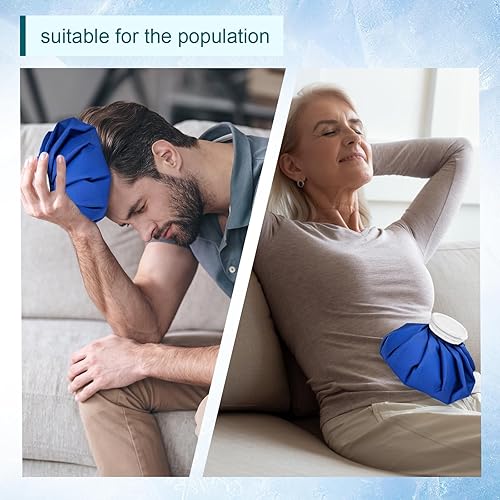 Miniatura 6 de Luijnbn Paquete de 2 bolsas de hielo reutilizables mejoradas, bolsas de hielo de 11 pulgadas y 9 pulgadas, para agua caliente para lesiones, calmar