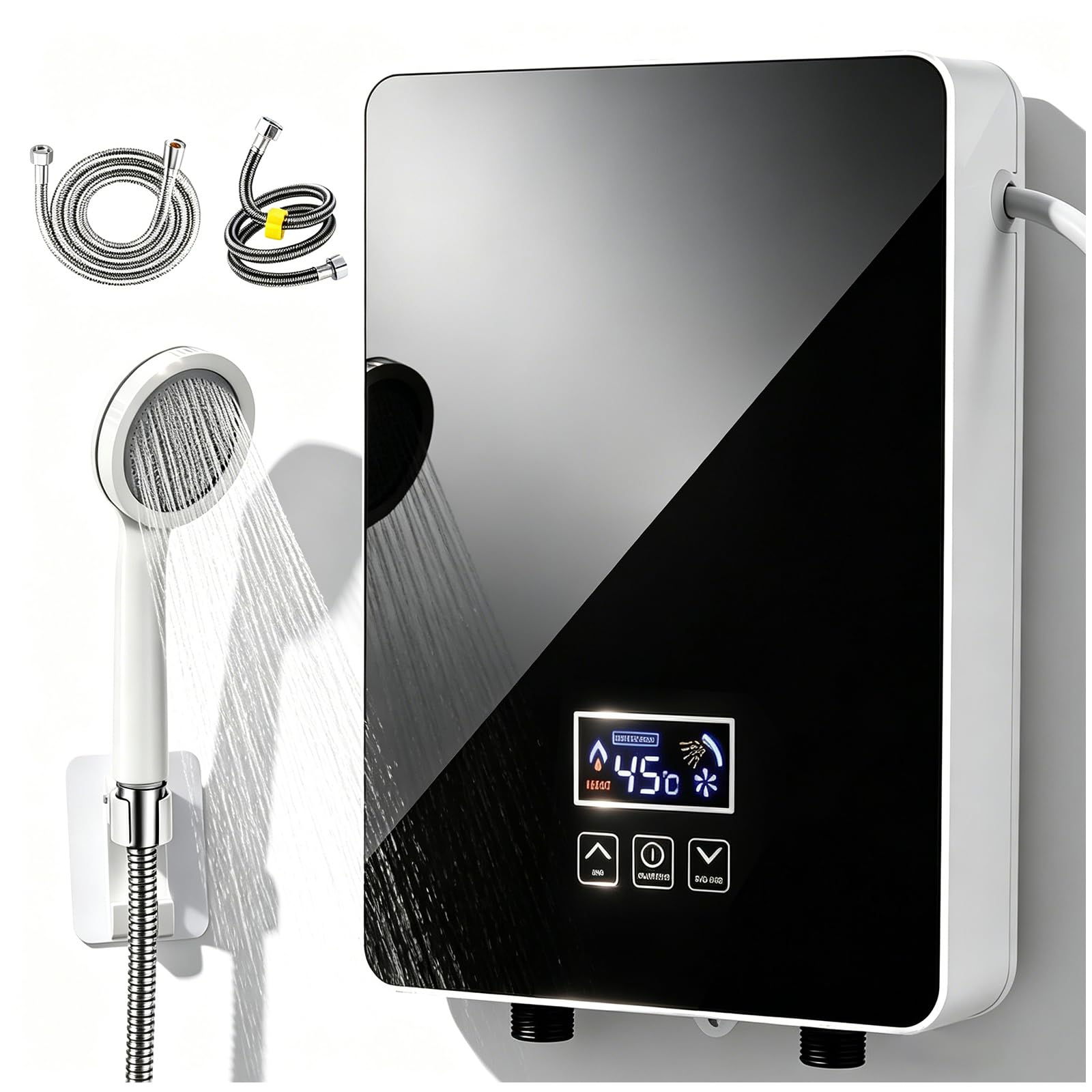 6000 W Calentador de agua instantáneo 230 V, agua eléctrico instantáneo con pantalla LED de temperatura, control de temperatura de 30-55 °C, resistente al agua IPX4 para ducha, cocina y baño