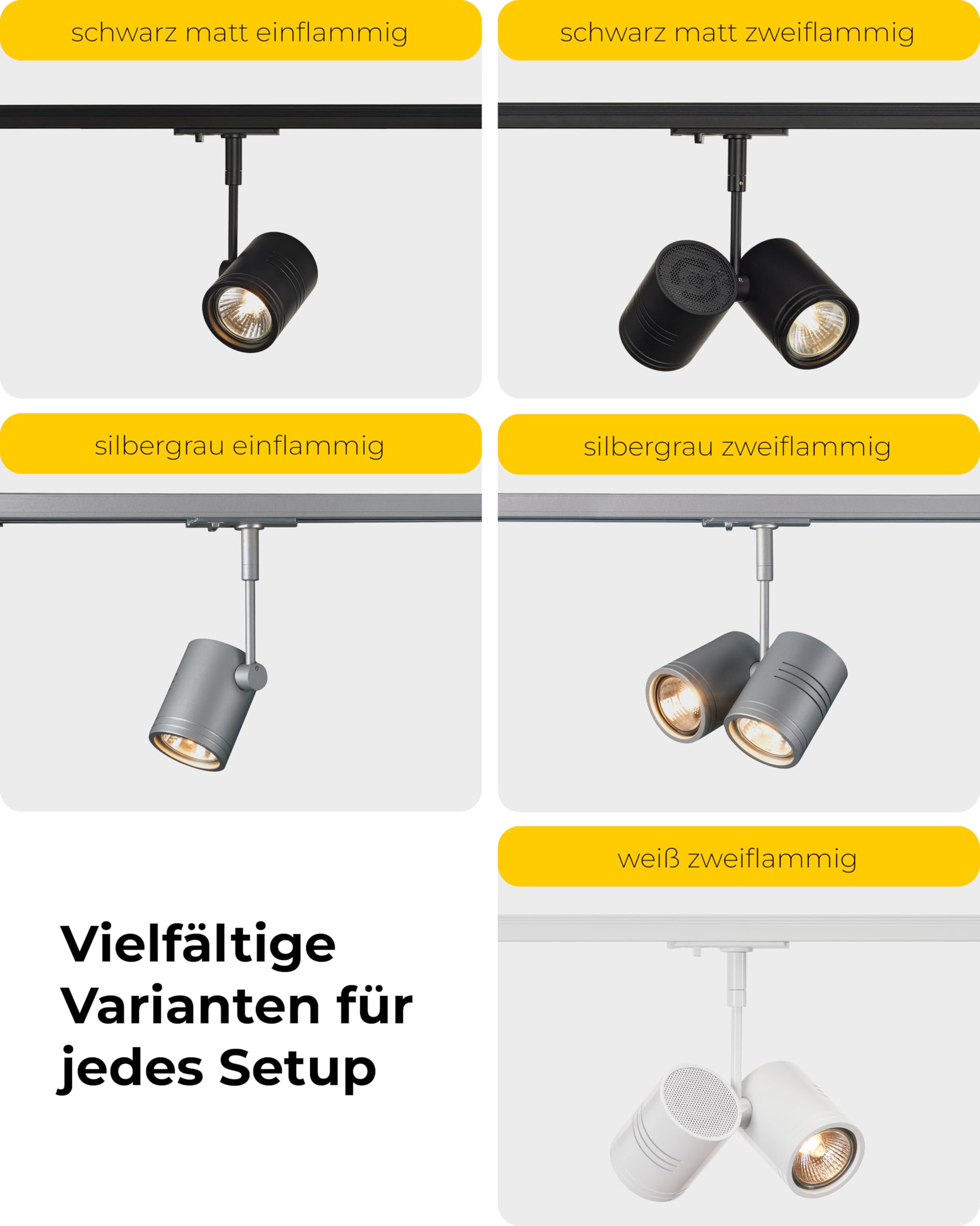 SLV BIMA | LED Strahler 1-Phasen, Dreh- und schwenkbarer Schienen-Strahler, Deckenstrahler, Deckenleuchte, Schienensystem, Innenleuchte | 2xGU10, inkl. 1Phasen-Adapter, Weiß