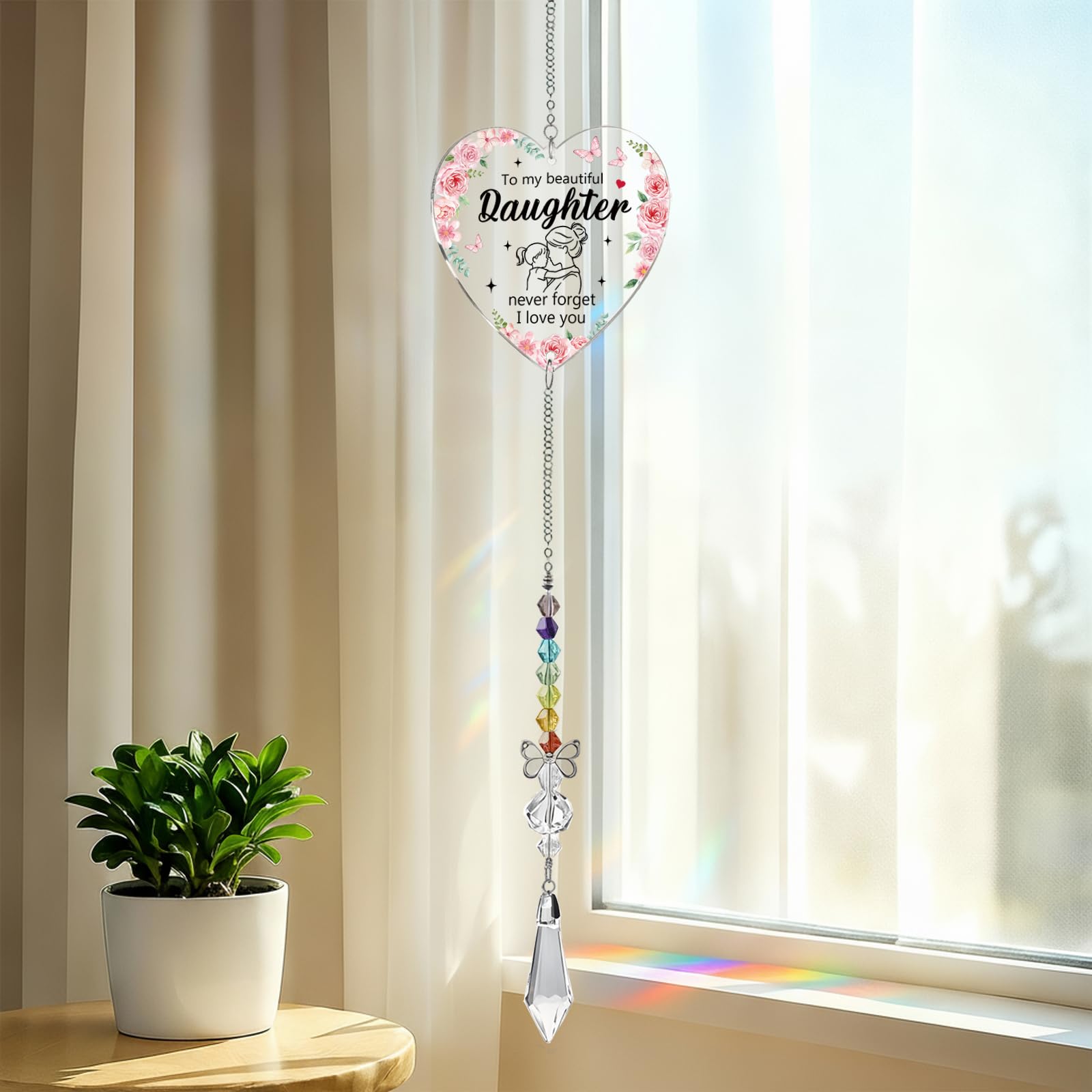 Daughter Gifts from Mom Dad, Heart-shaped Suncatcher Acrylic Plaque Decor, Heart-shaped Acrylic Plaque Keepsake, Birthday Christmas Valentines Day Gift for Daughter