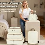 Cubes d'emballage, 5 Ensemble de cubes d'emballage de voyage pour transporter les valises, les organisateurs de valises & Cubes de voyage (5-piece, Béige)