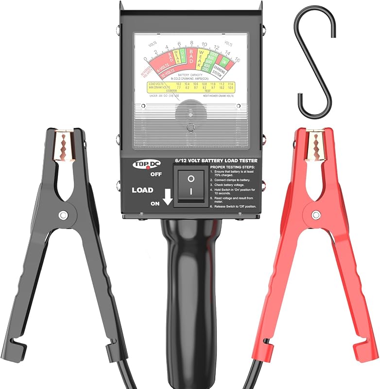 3181 Pro 130 Amp Heavy-Duty Battery Load Tester for 6V & 12V Automotive Batteries, with Anti-Slip Clamps | Tests 6V/12V flooded, AGM and gel batteries with a 0-16V display, anti-slip clamps, belt slot and storage hook