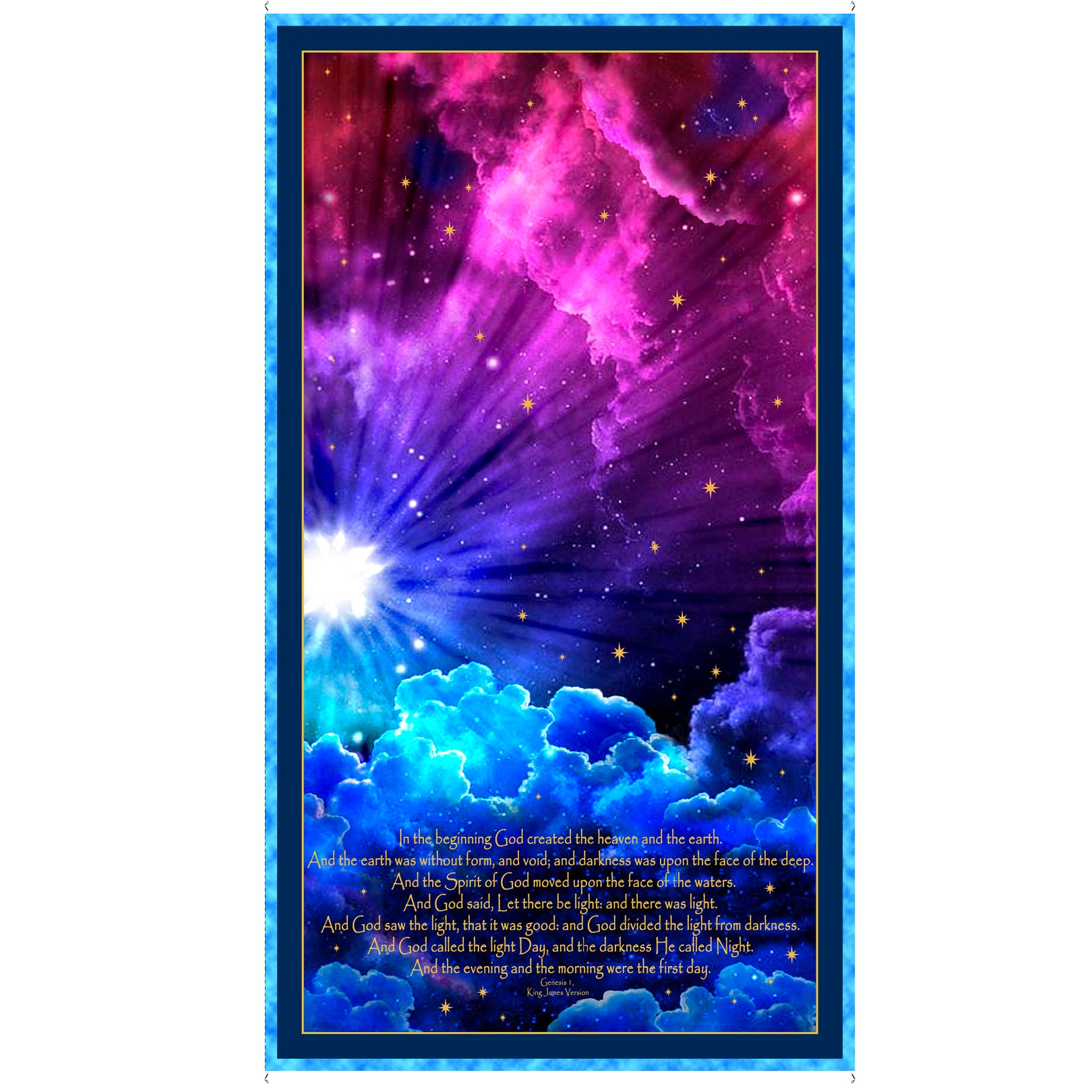 QT Fabrics In The Beginning Bible Verse 24" Panel Multi, Fabric