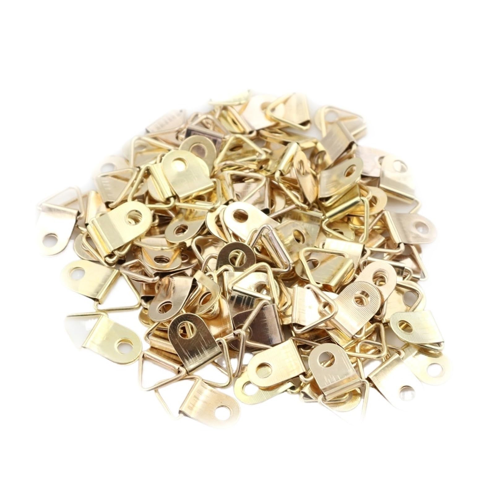 FOELANNE Sawtooth Picture Hook, Gold Triangle D-Ring Hanger for Picture Frame Mirror Oil Painting, 9x20mm, 10pcs/100pcs(100pcs)