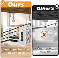 Vista 2 de Under Desk Cable Management Tray, 15.7'' No Drill Steel Desk Cable Organizers, Wire Management Tray Cable Management Rack (1 Pack-White)