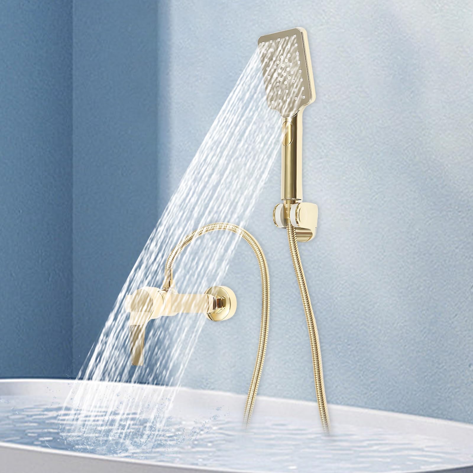 Colonne De Douche Avec Mélangeur Thermostatique Ensemble De Douche À Pluie Mural Douche À La Main Mode Chaud Et Froid Mode Double Sortie D'eau Convient Pour Salle De Bains Avec Douche Familiale Hôtel