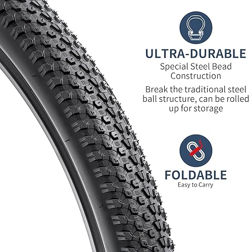 Miniatura 2 de YUNSCM 2 neumáticos de bicicleta de montaña de 26 pulgadas de 26 x 2.050-559 compatibles con neumáticos de bicicleta de 26 x 1.95 26 x 2.0 26 x 2.10