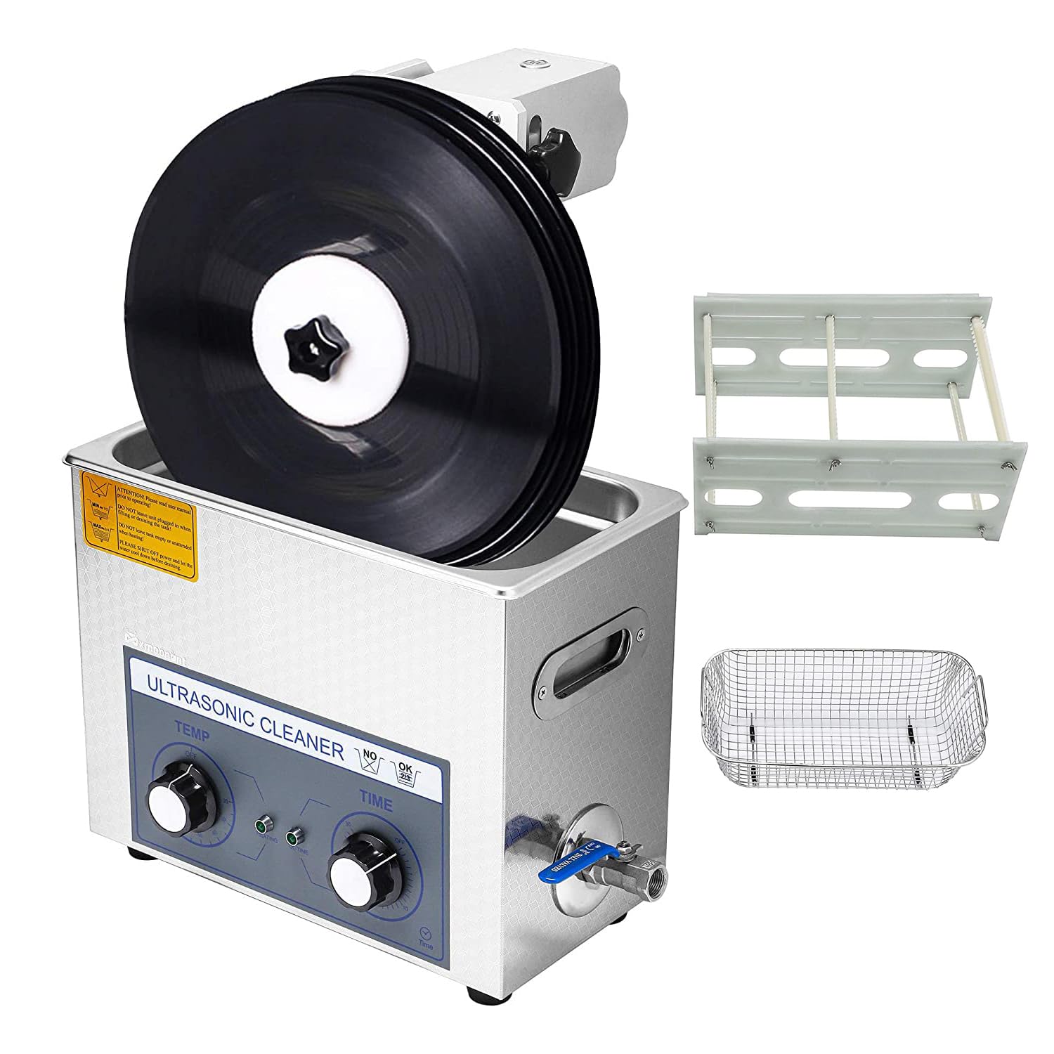 Pulitore ad ultrasuoni per Dischi in Vinile, Macchina Portatile per cavitazione ad ultrasuoni da 6 Litri, Lavatrice temporizzata sollevabile, Sistema di Pulizia per Dischi in vinil