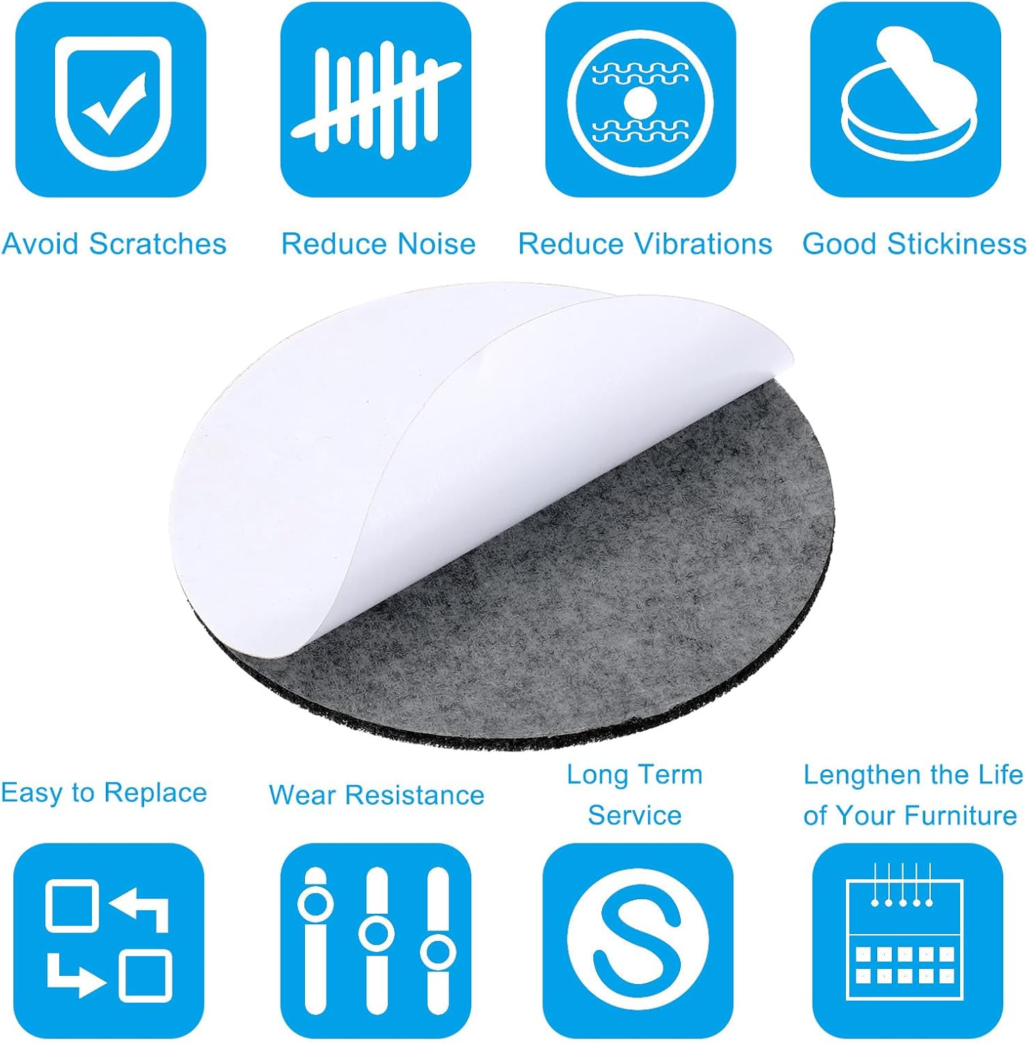 PATIKIL 2.5 Inch Diameter Lamp Base Felt, 10Pack 2mm Thickness Round Soft Adhesive Non-Slip Anti-Scratch Backed Felt for Lamp Furniture DIY Craft, Grey