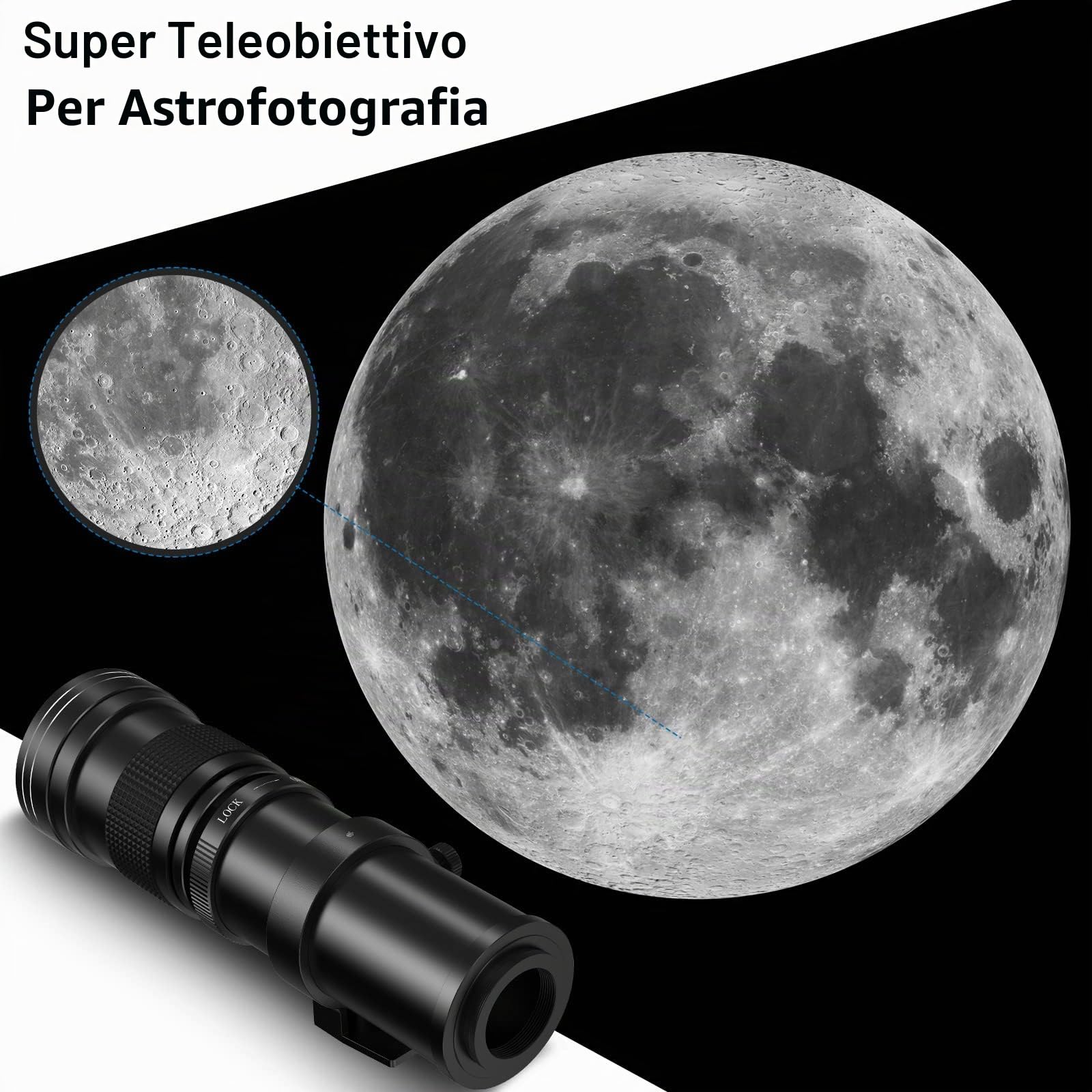 Lightdow Teleobiettivo 420-800mm f/8,3-16 per Canon EF, Messa a Fuoco Manuale Lente, Zoom Obiettivo per Canon Rebel SL2 SL1 T8i T7 850D 800D 750D 4000D 2000D 90D 77D 6D 5D 1D Fotocamera Reflex DSLR