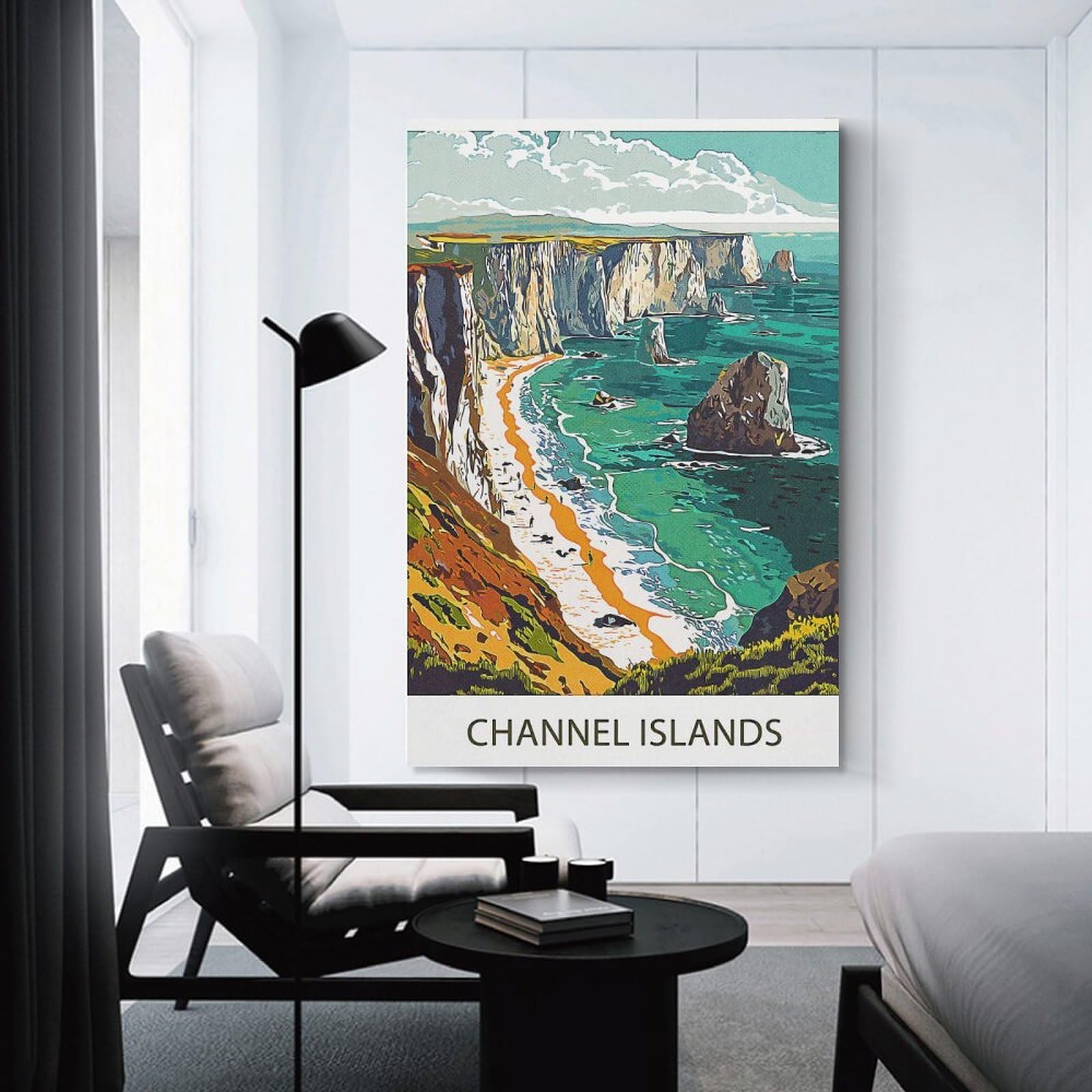 Junmoney Channel Islands Coastline Wall Decor Canvas Print, 16x24inch(40x60cm), for Bedroom, Lounge Or Dressing Area, Decorative Wall Art for Cosy Rooms