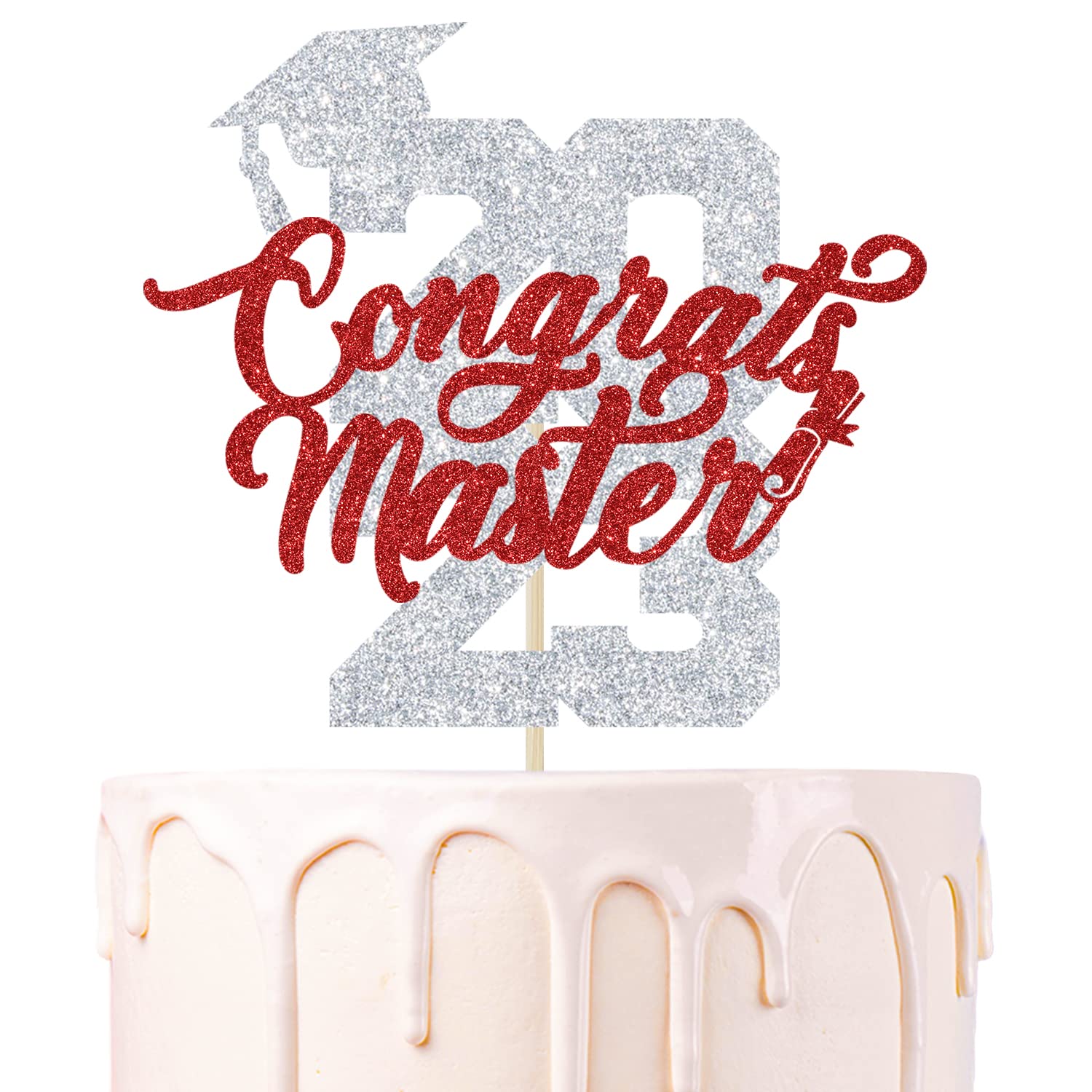 Buy Red Glitter Congrats Master 2023 Cake Topper, Mastered It/Happy