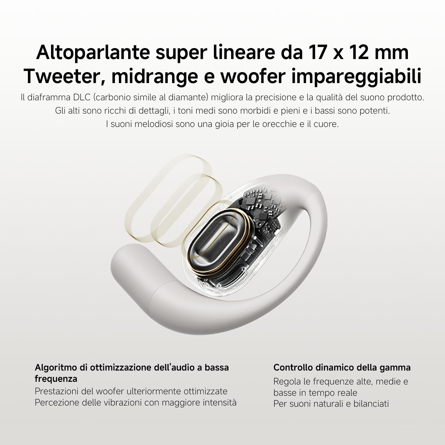 XIAOMI OpenWear Stereo, Cuffie Bluetooth, custodia di ricarica, Hi-Res Audio con driver dinamico, Fino a 38,5 ore di ascolto, Doppio microfono con riduzione del rumore, Design Ergonomico, Grigio
