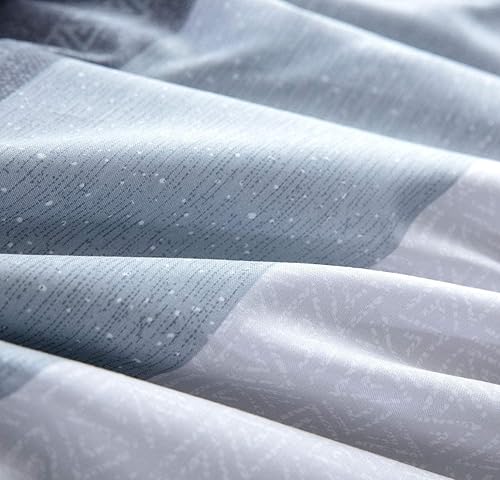 Miniatura 5 de SLEEPBELLA Juego de edredón de tamaño King, de algodón de 600 hilos, reversible a retales de rayas de color azul marino y blanco, con relleno