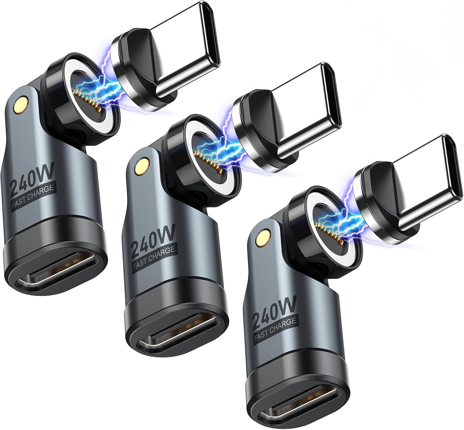VAFOTON Adattatore magnetico USB C 240W, adattatore USB C magnetico a 9 pin, rotazione a 540°, compatibile con ricarica rapida PD 240W 5A, trasferimento dati, per MaBook Pro/Portable