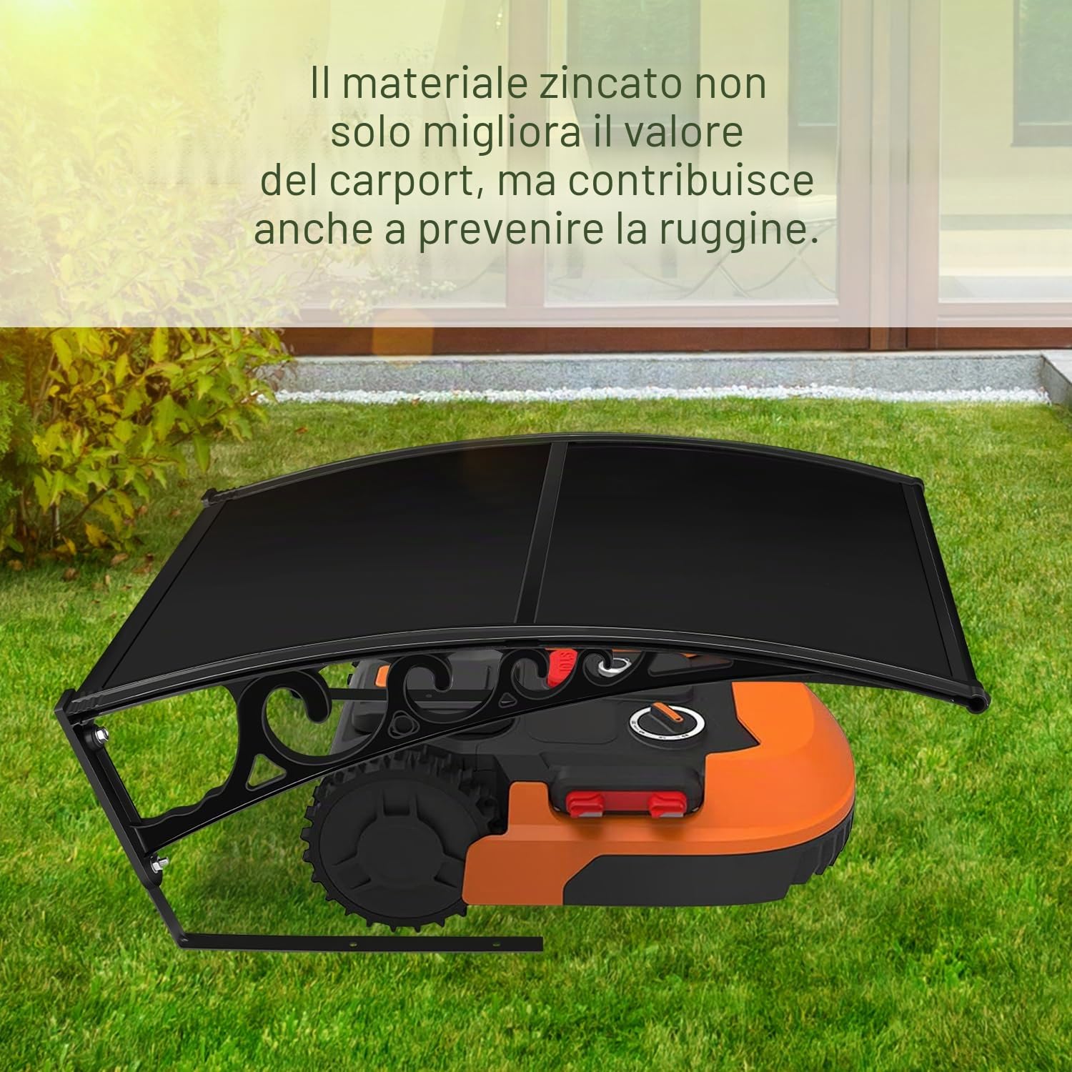 Garage per robot tosaerba, garage per robot tosaerba in polipropilene, casetta per robot tosaerba protetta dai raggi UV, protezione meteo per robot tosaerba, 106x87x50 cm, Nero