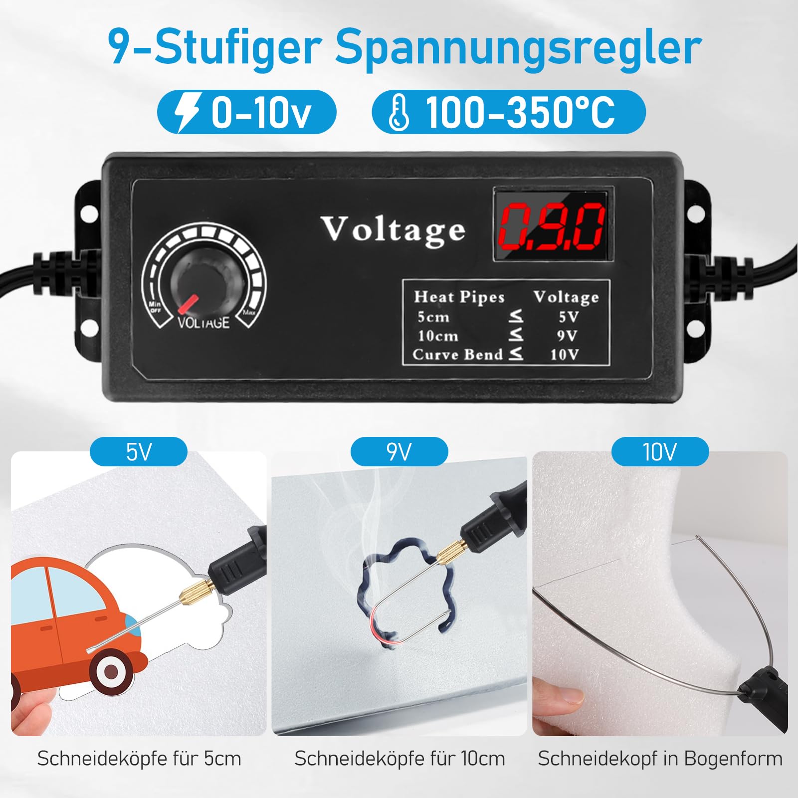 Styroporschneider Heißdrahtschneider Kits mit Digitalem Spannungsregler,Hot Elektrischer Styropor Schneider,100-240V/18W Heiß-styroporschneider für Schnittkanten Kunststoffe & styropor (Schwarz)