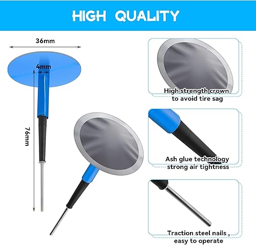 Miniatura 9 de Frienda Kit de parches de neumáticos de goma para reparación de neumáticos, kit de tapones de goma para reparación de pinchazos (24 unidades, 0.24 x