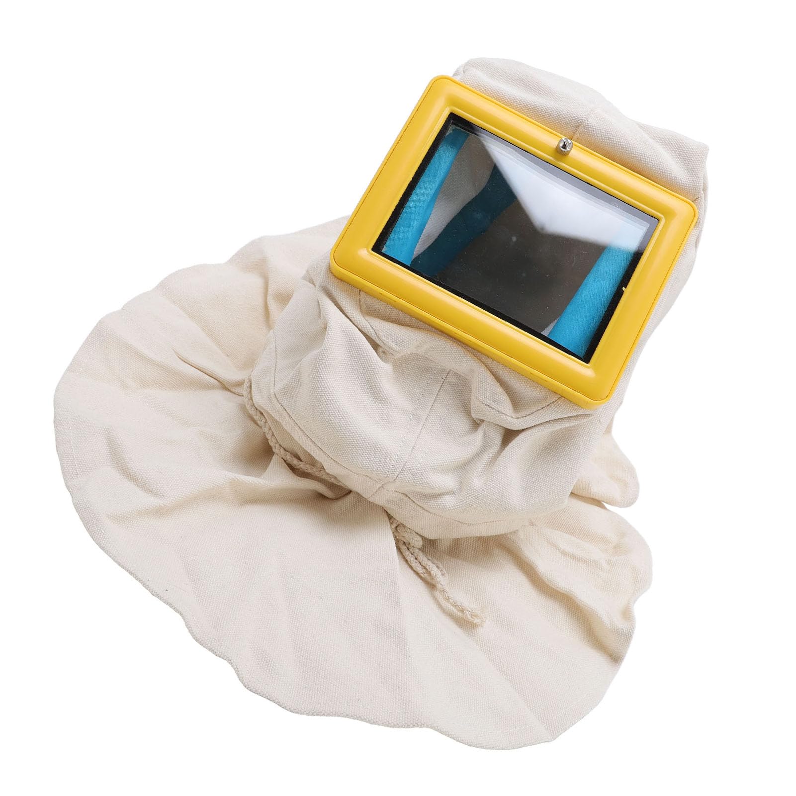 Casco protector para chorro de para pintura en aerosol, corte y limpieza, con lente de vidrio de doble capa, construcción de ABS, capó con marco amarillo con chal, entrada de