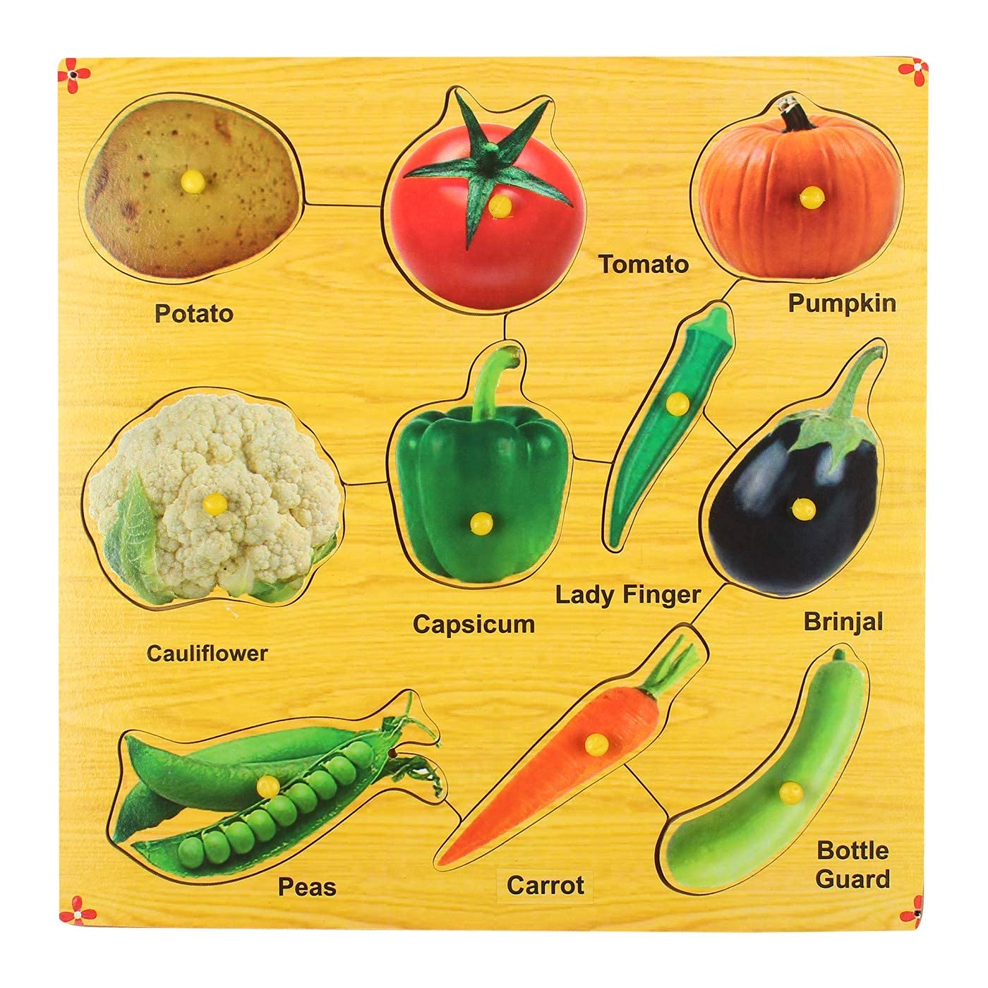 DgCrayons Wooden Colorful Educational Board for Kids with Knobs Puzzle- Perfect pegged Puzzles for Kid Learning for Toddler Boys Girls Ages 2+ (Vegetable Puzzle with Knobs 12 X 12 Inch) (B098XLM8Z1) Amazon Price History, Amazon Price Tracker